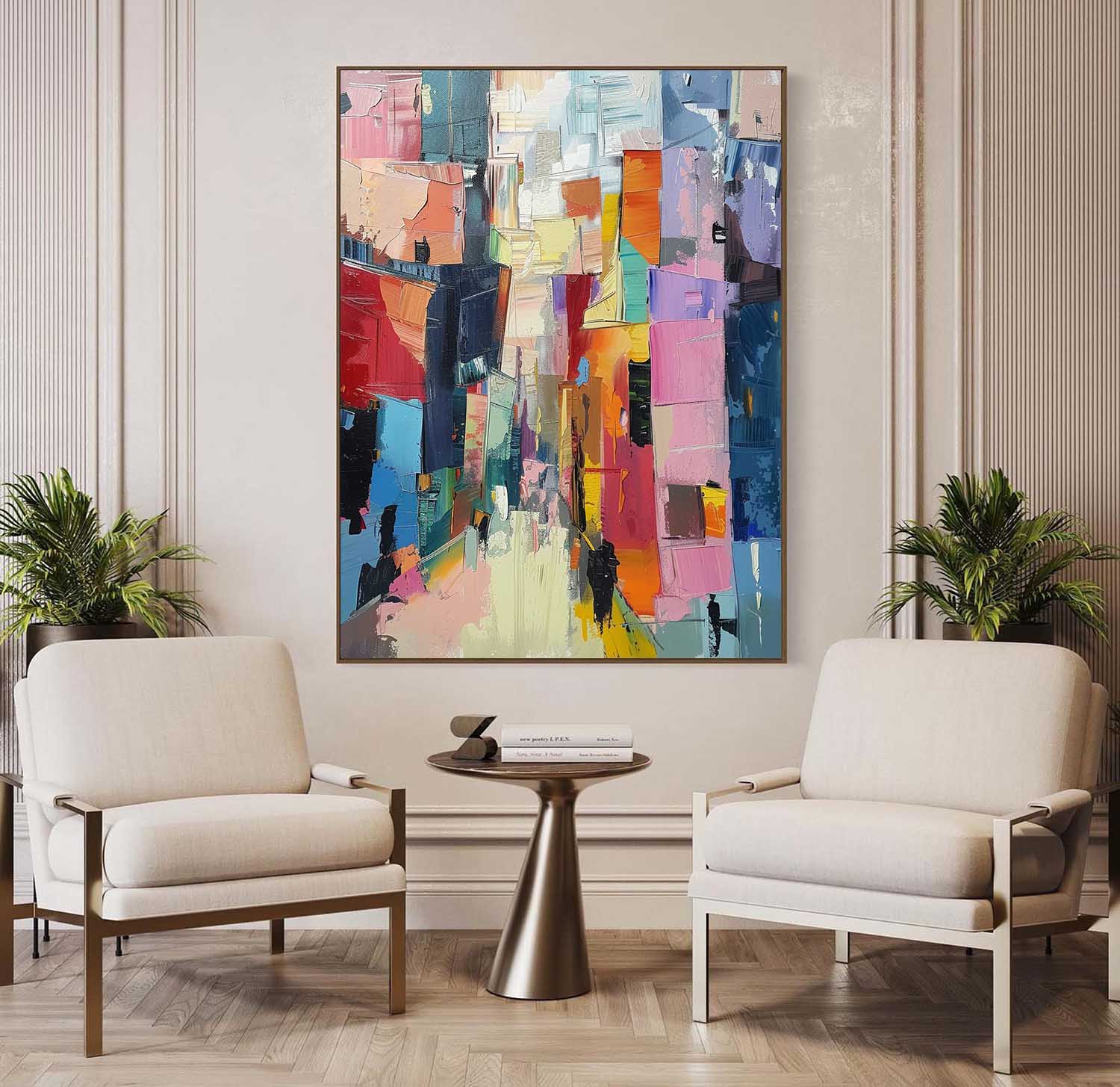 Large Modern City Abstract Oil Painting Modern City Abstract Texture Canvas Art for Sale