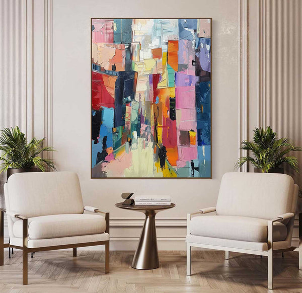 Large Modern City Abstract Oil Painting Modern City Abstract Texture Canvas Art for Sale