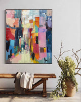 Large Modern City Abstract Oil Painting Modern City Abstract Texture Canvas Art for Sale