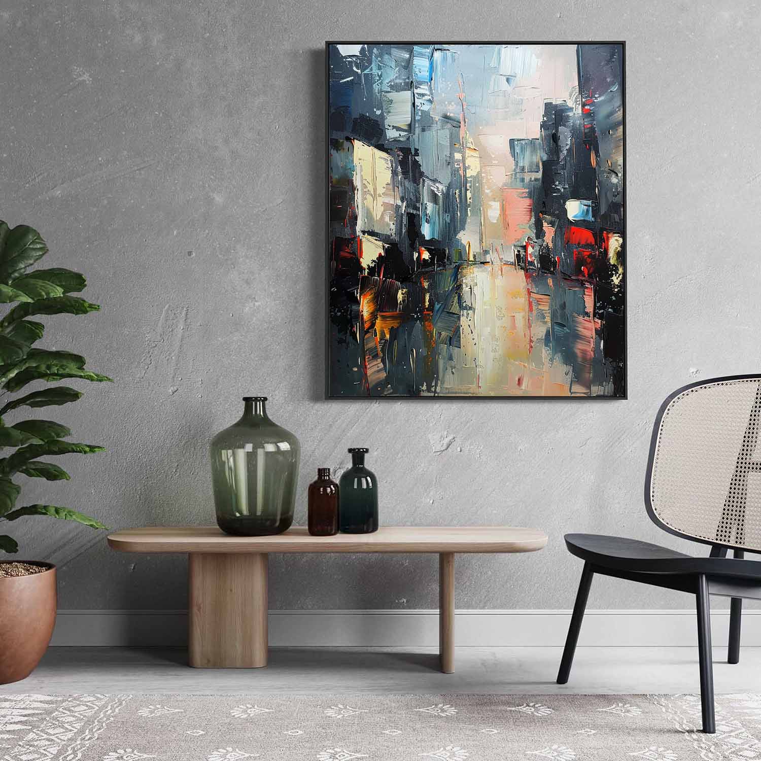 Large Contemporary City Abstract Oil Painting City Abstract Texture Canvas Art for Sale