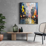 Large Color City Night Scene Oil Painting Color City Night Scene Textured Canvas Art for Sale