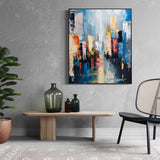 Large Modern Colorful City Night Scene Oil Painting Modern Colorful City Night Scene Textured Canvas Art for Sale