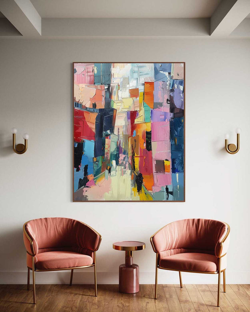 Large Modern City Abstract Oil Painting Modern City Abstract Texture Canvas Art for Sale