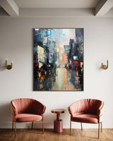 Large Contemporary City Abstract Oil Painting City Abstract Texture Canvas Art for Sale