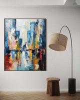 Large Modern Color Abstract Oil Painting Modern Urban Color Abstract Textured Canvas Art for Sale