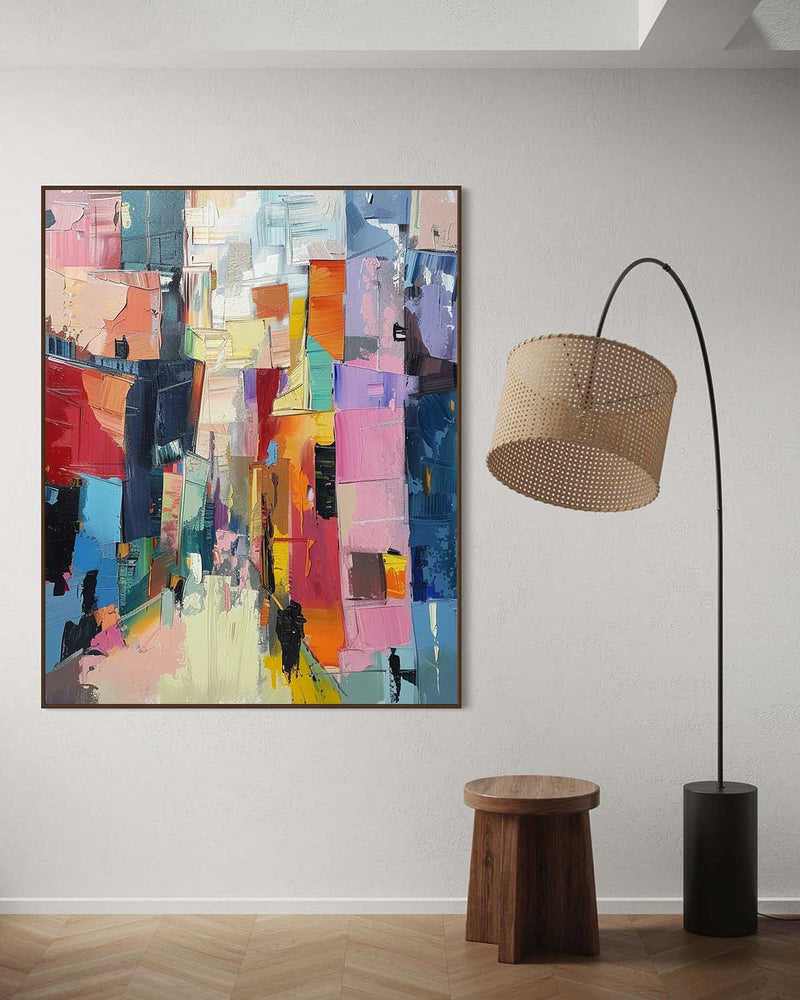 Large Modern City Abstract Oil Painting Modern City Abstract Texture Canvas Art for Sale