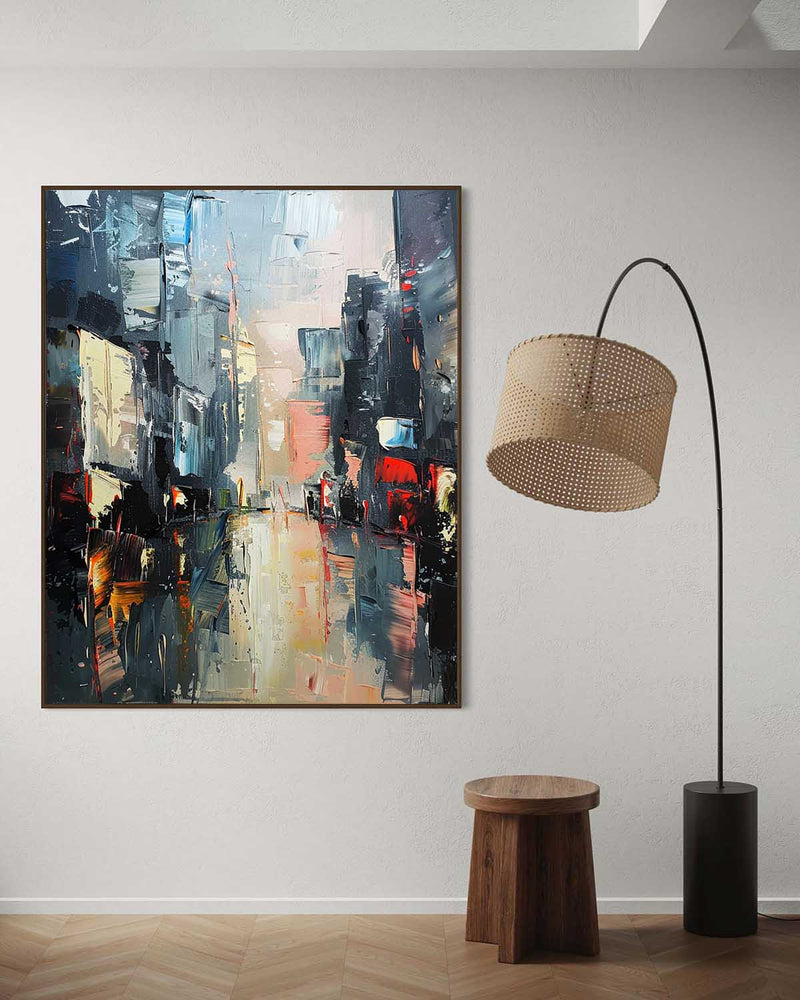 Large Contemporary City Abstract Oil Painting City Abstract Texture Canvas Art for Sale