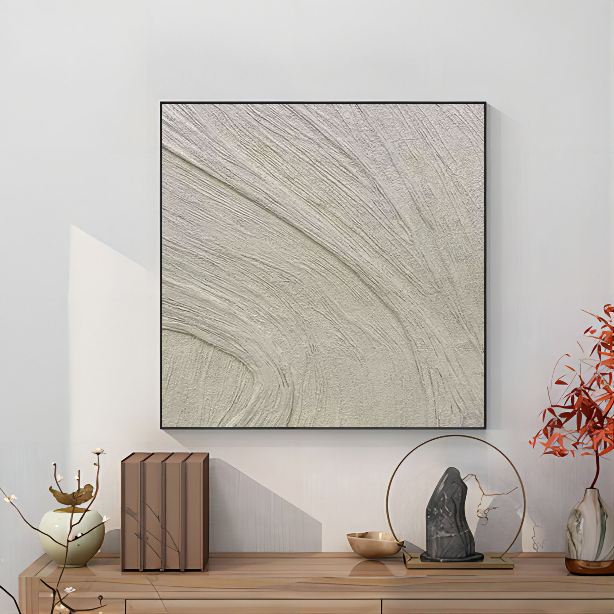 White 3D Abstract Art White Plaster Art White 3D Textured Canvas Painting White Minimalist Paintings