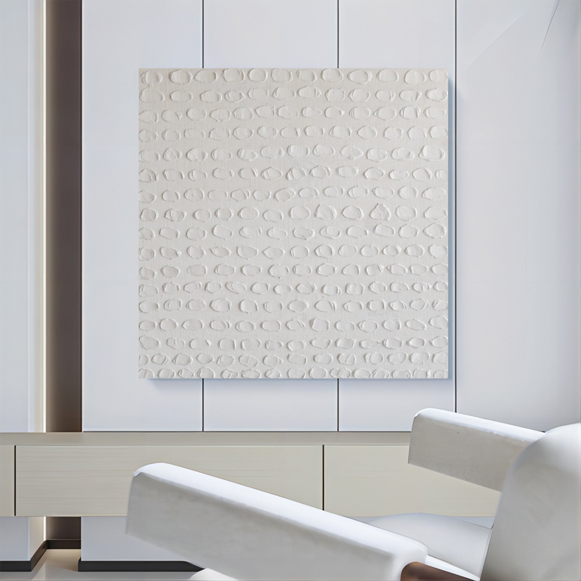 White 3D Minimalist Abstract Art White 3D Textured Abstract Painting White Plaster Abstract Wall Art