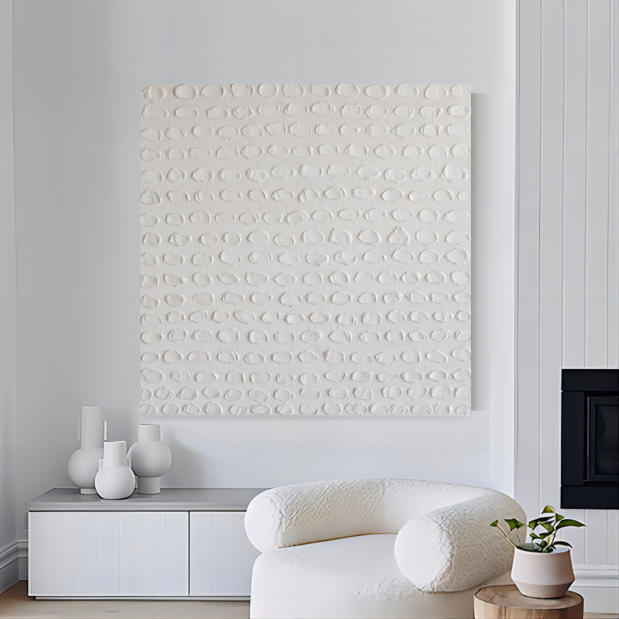 White 3D Minimalist Abstract Art White 3D Textured Abstract Painting ...