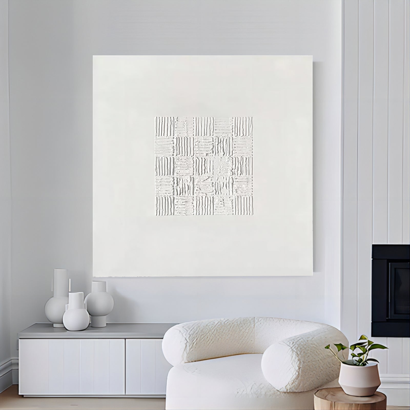 White 3D Textured Wall Art White 3D Plaster Art White Textured Acrylic Abstract Canvas Painting