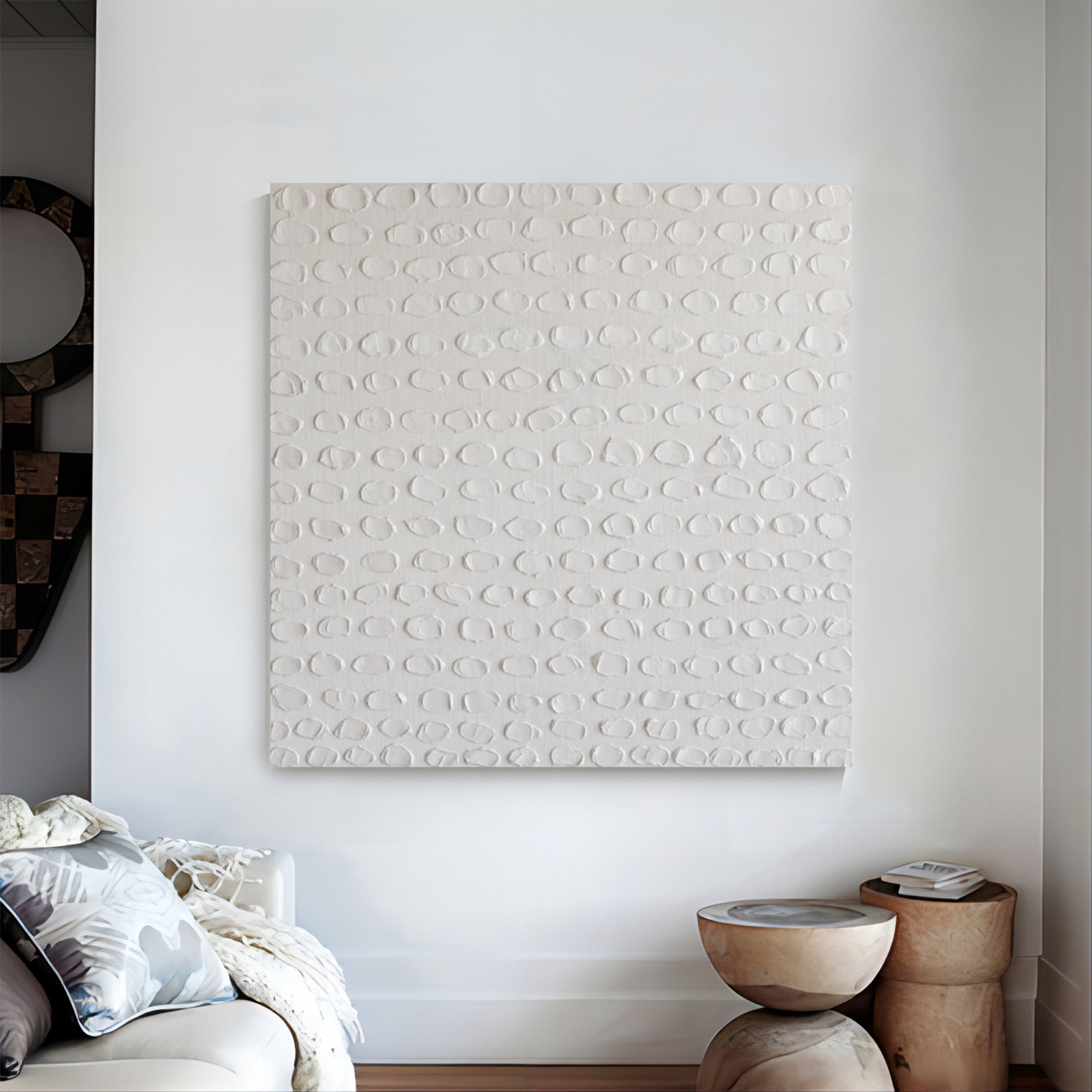 White 3D Minimalist Abstract Art White 3D Textured Abstract Painting ...