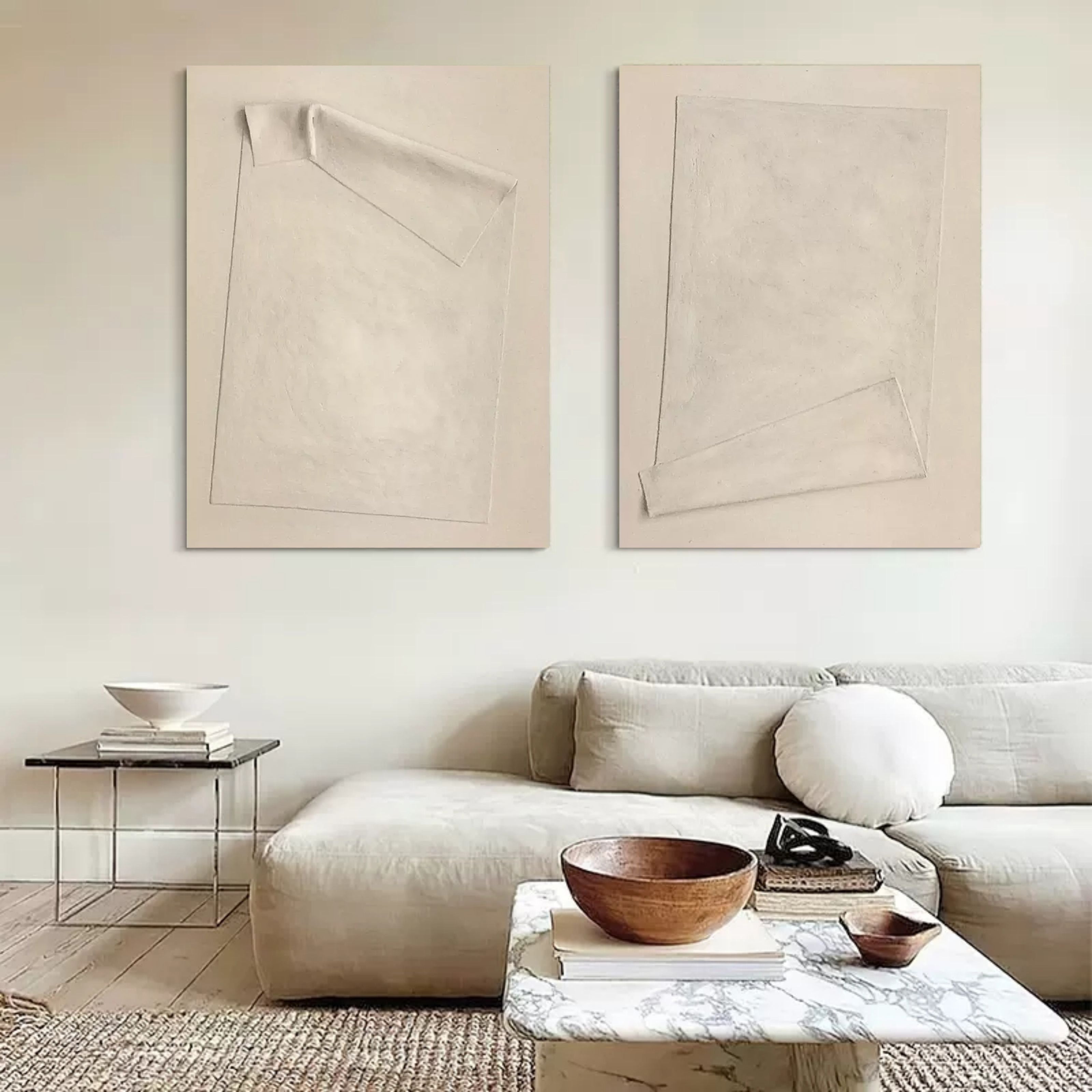 Wabi-Sabi Abstract Painting Set of 2 Minimalist Abstract Textured Wall Art Set of 2