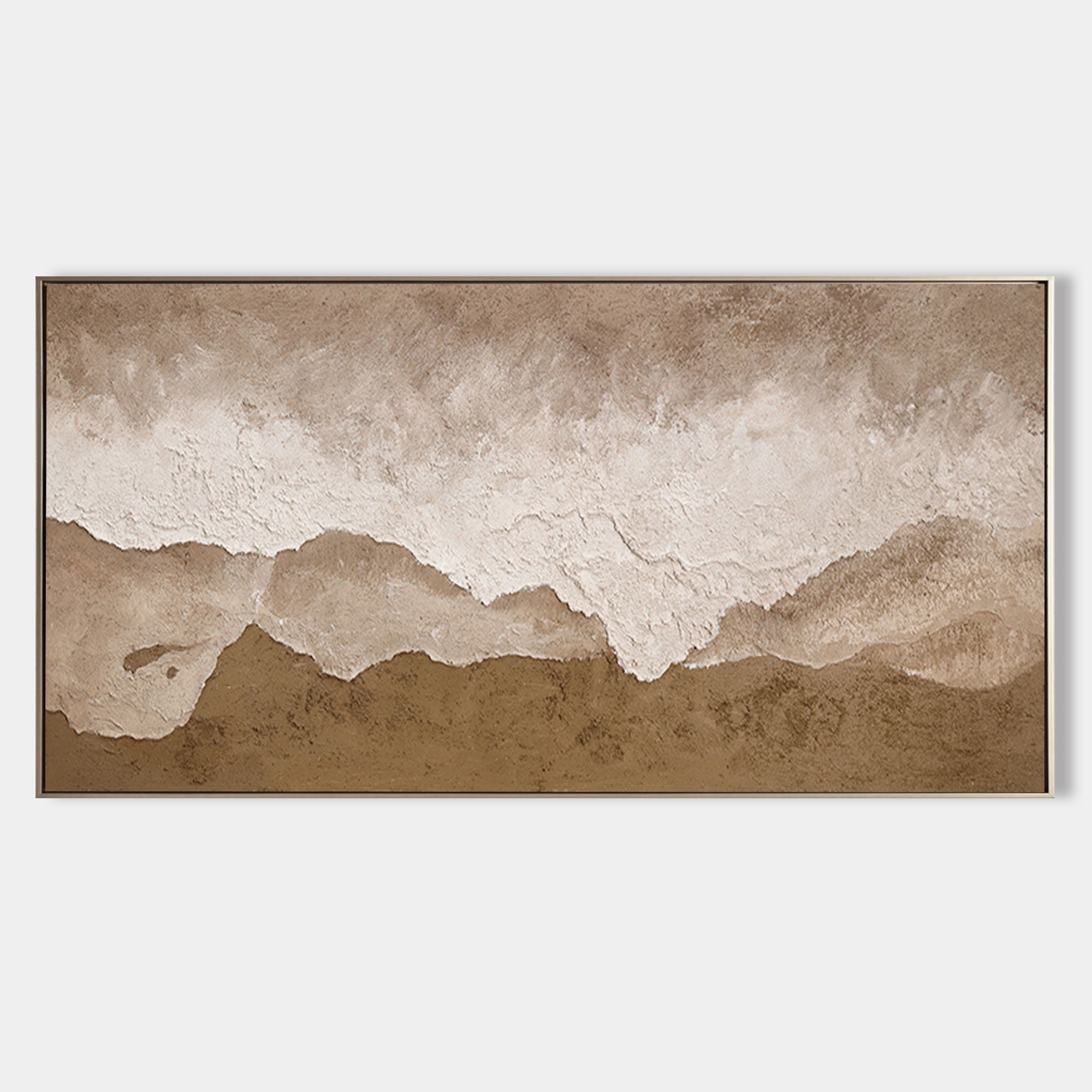 Large Brown Texture Painting 3D Sea Wall Art Plaster Wall Art Wabi-Sabi Wall Art Mixed Media Art