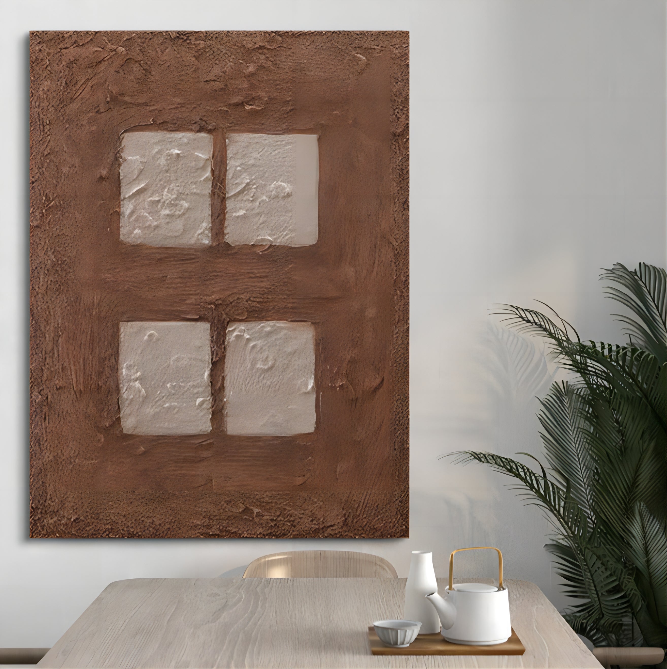 Brown Abstract Oil Painting Brown Textured Canvas Art Wabi-Sabi Wall Art brown abstract minimalism Art