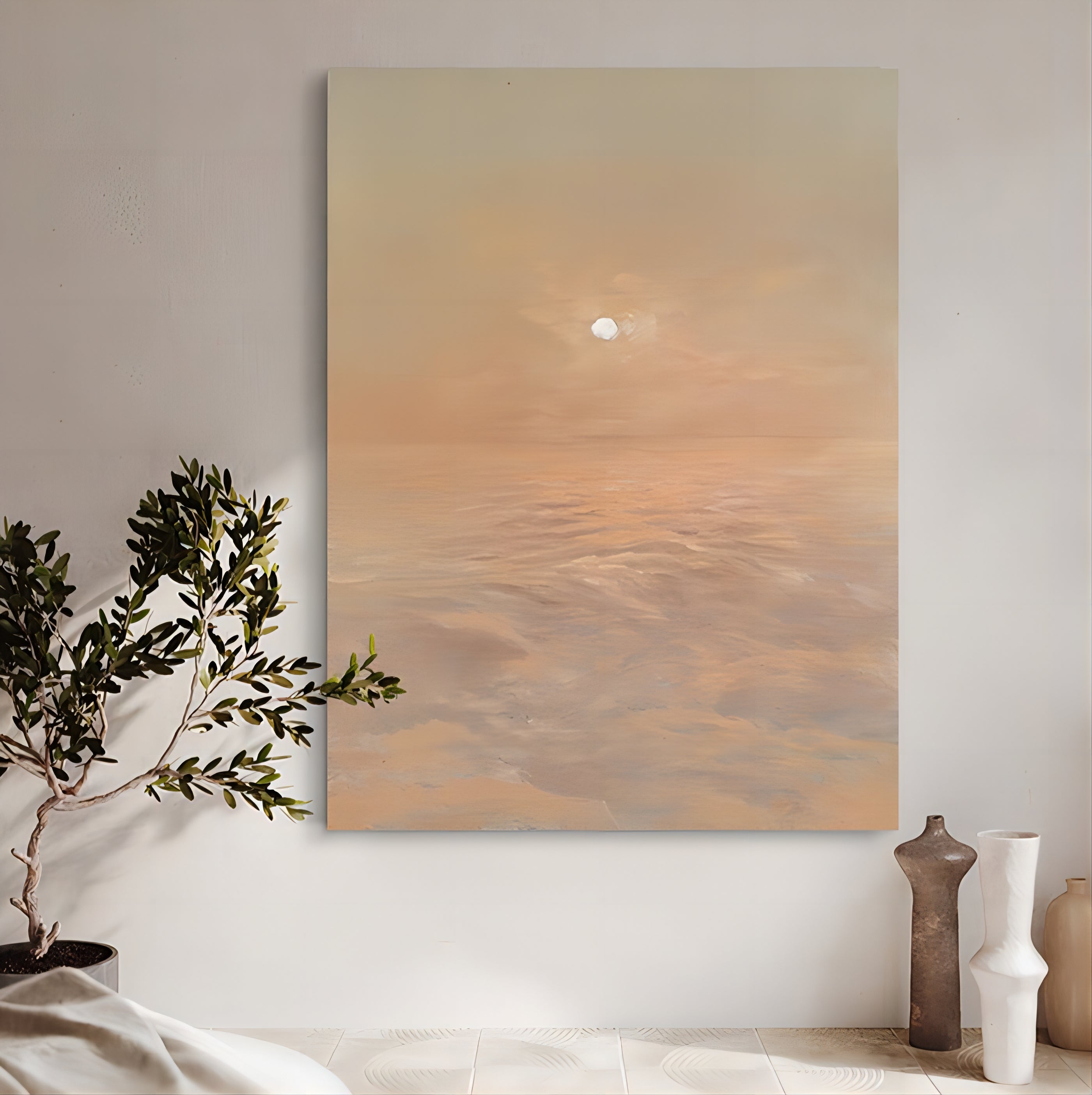 Sunrise Landscape Oil Painting Large Landscape Canvas Art WabiSabi Painting Large Landscape Wall Art