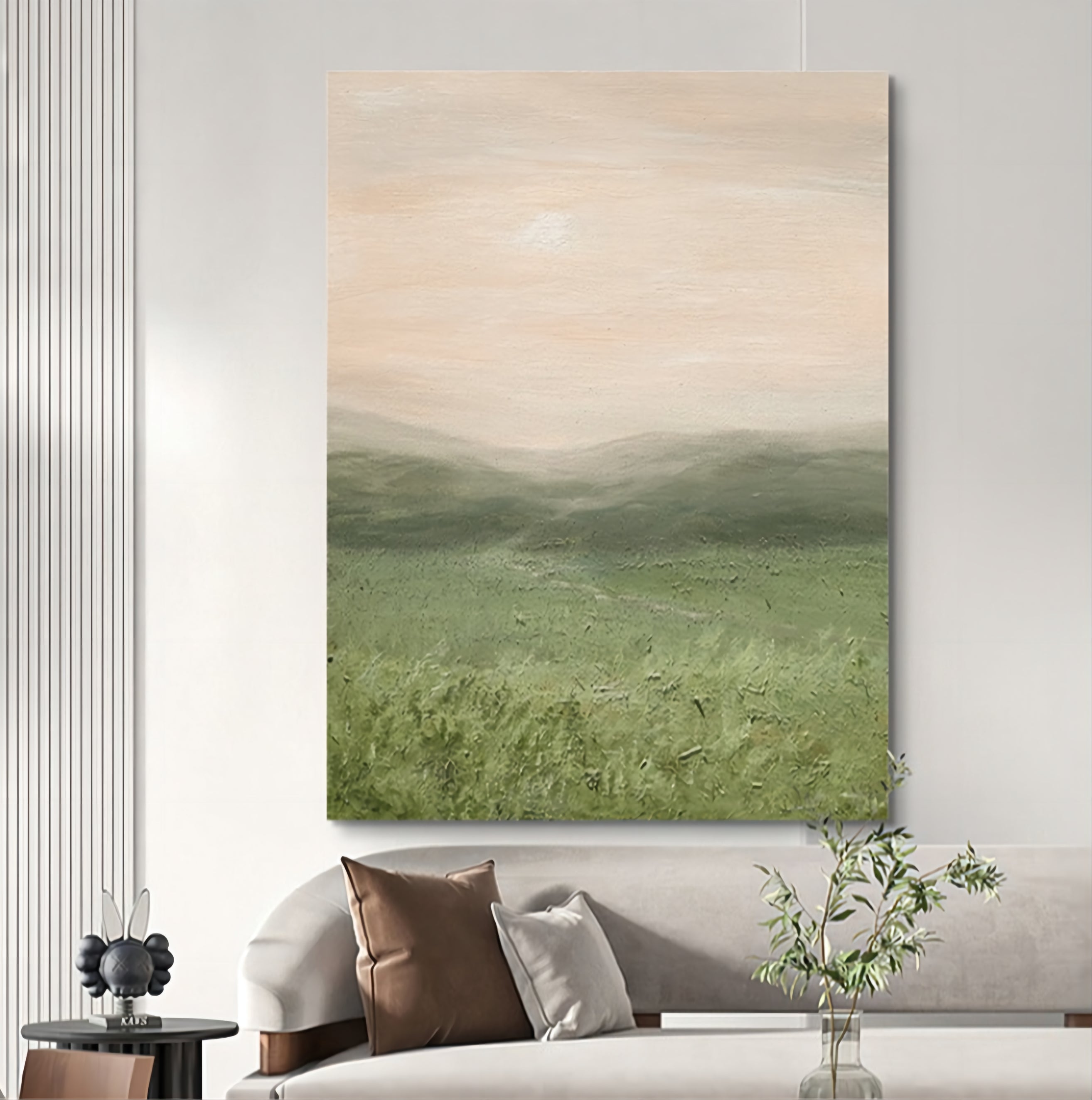 Large Green Landscape Oil Painting Large Green Landscape Textured Canvas Art Wabi-Sabi Art