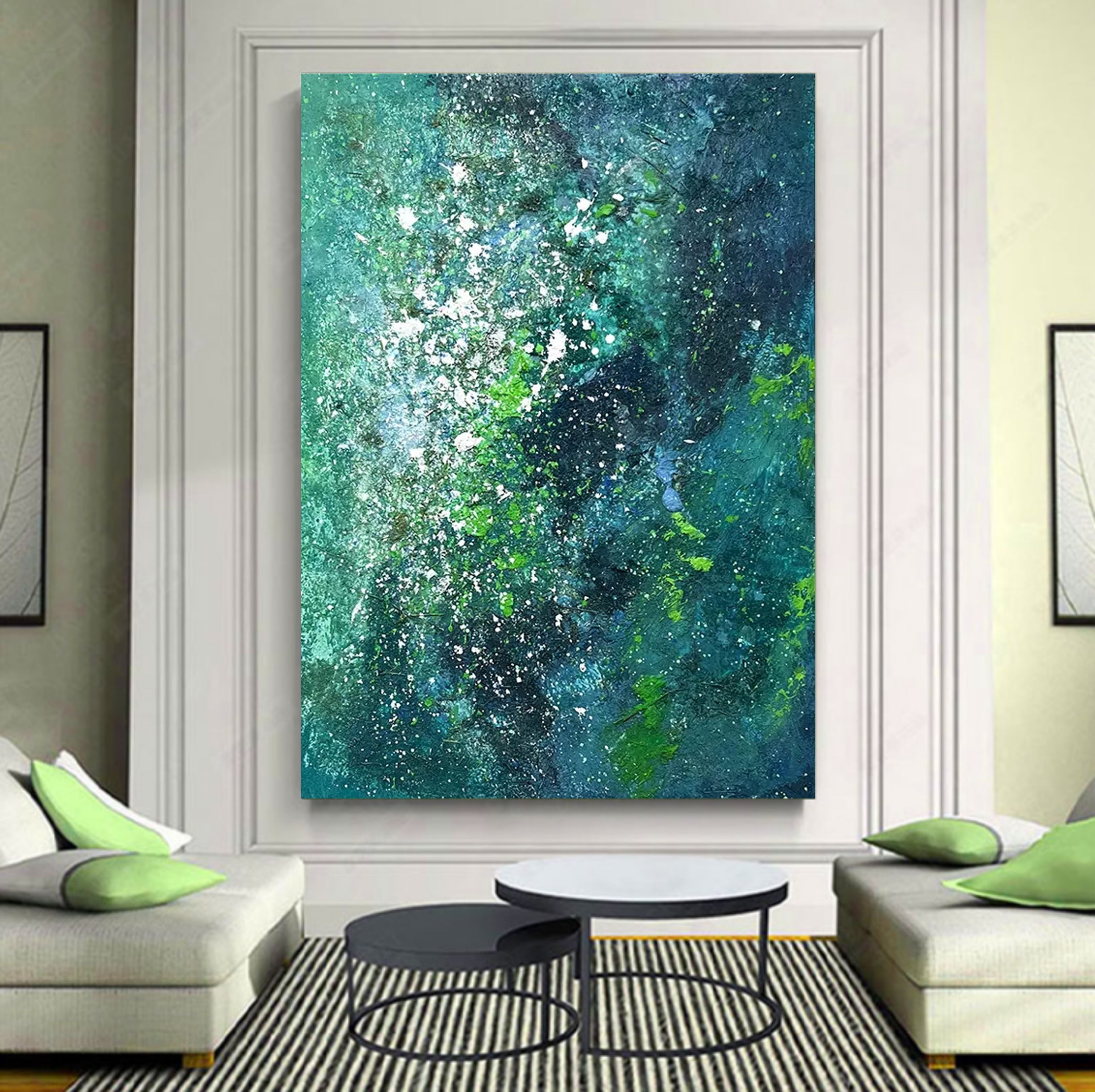 Green 3D textured Abstract Acrylic Painting Green Minimalist Canvas Art Green Wall Art Home Decor