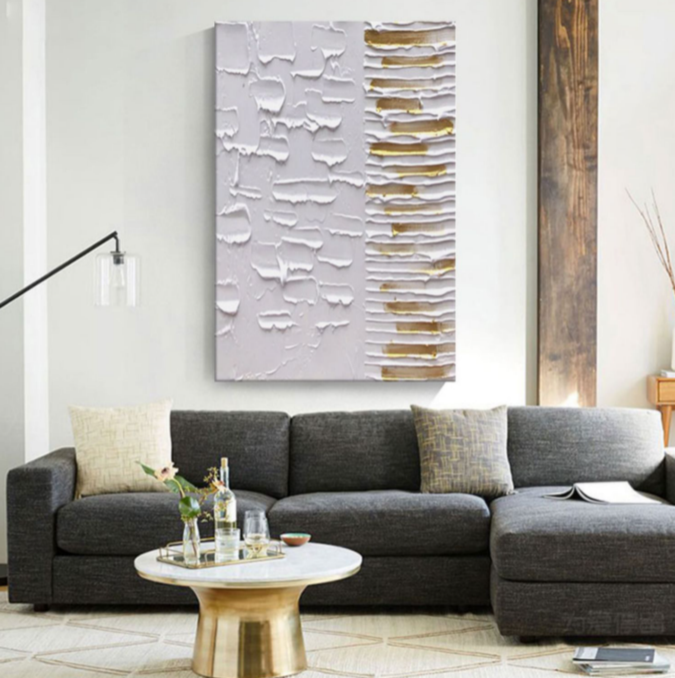 Large White 3D Minimalist Abstract Painting White 3D Textured Wall Art White Plaster Abstract Art