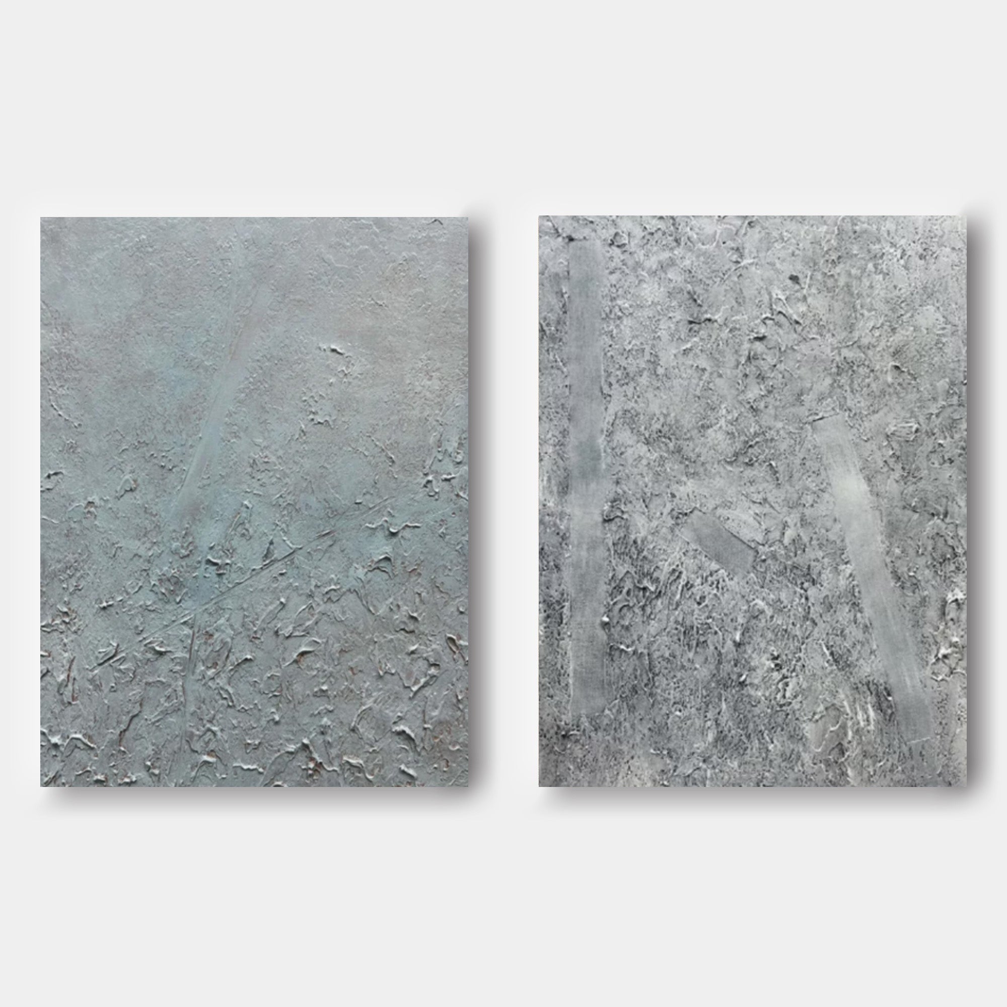 Big Gray 3D Abstract Art Gray Textured Wall Art Gray Minimalist Art on Canvas Wall Painting Set of 2