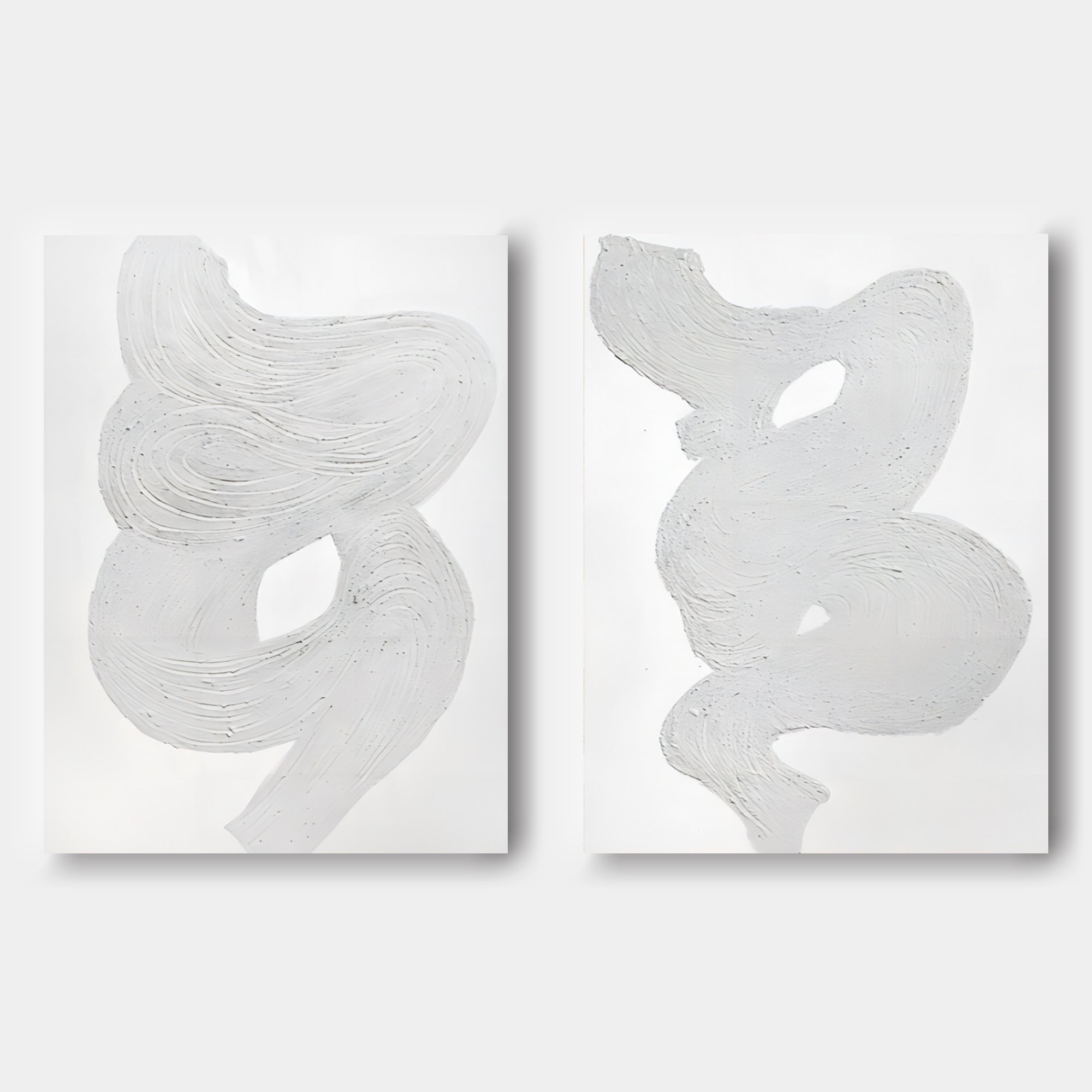 Large Gray and White 3D Abstract Art Wabiabi Wall Art Textured Wall Art Minimalist Painting Set of 2