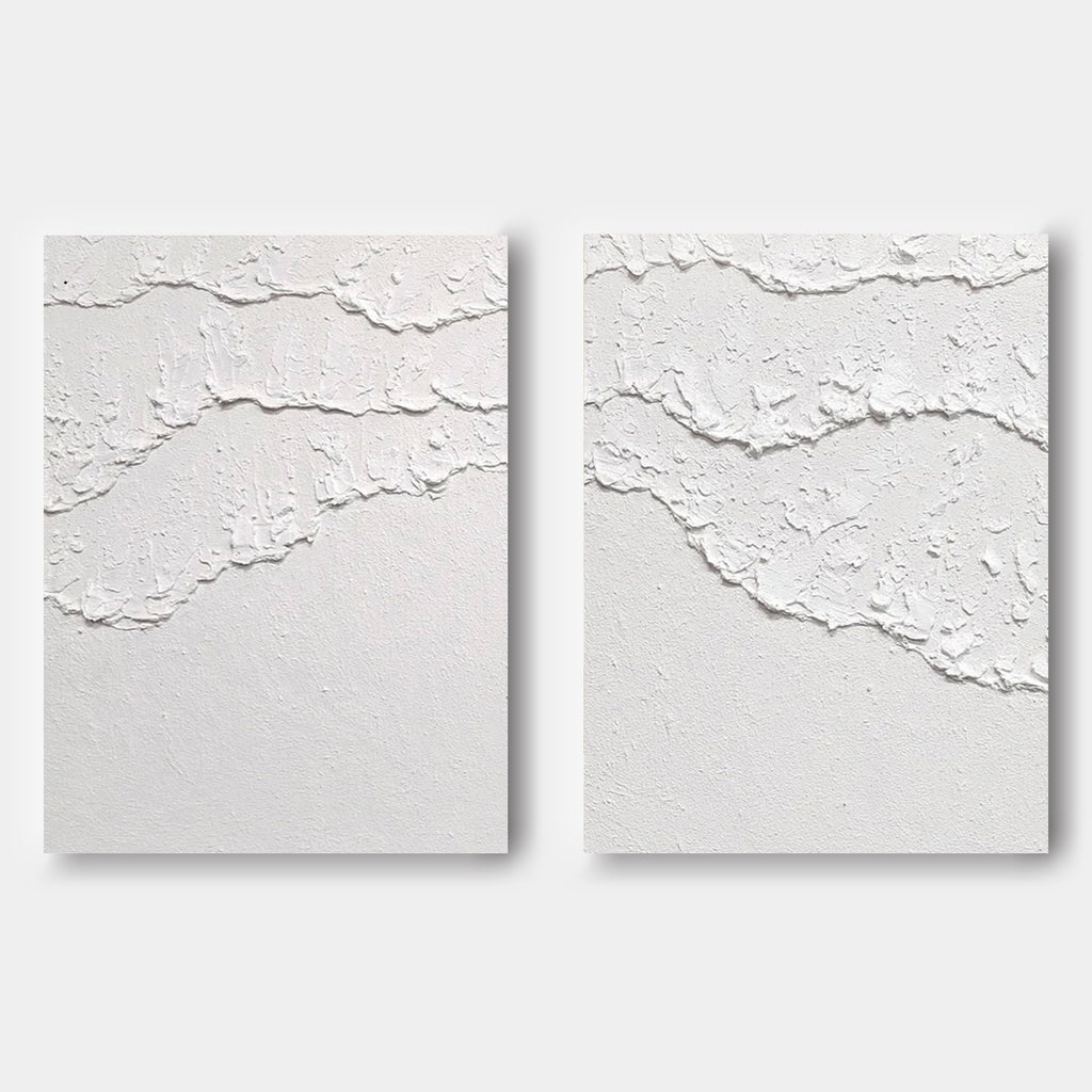 White 3D Abstract Painting Set of 2 White Plaster Art Set of 2 Plaster ...