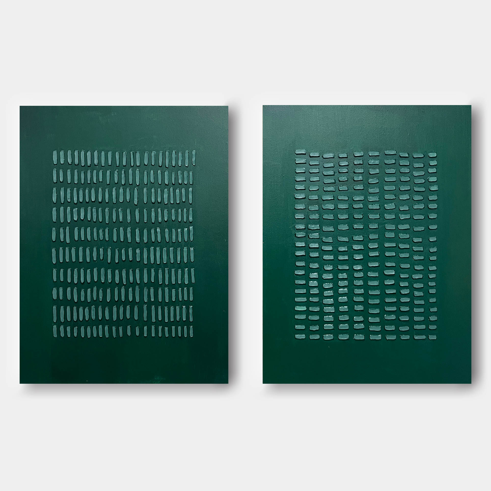 Set of 2 3D Dark Green Canvas Painting 3D Dark Green Textured Wall Art Set of 2 Wabi-Sabi Painting Set of 2