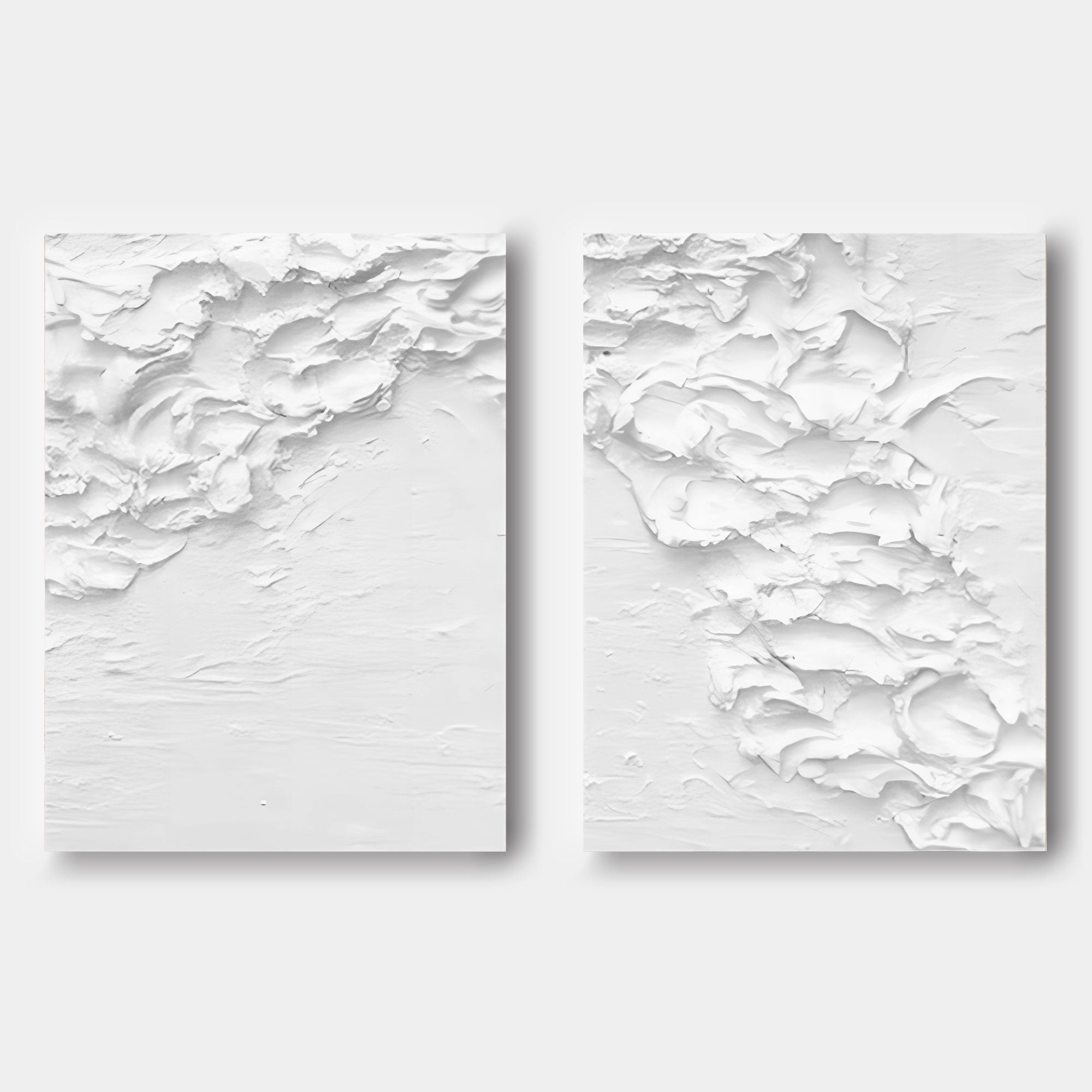 Large White 3D Abstract Art Textured Wall Art Plaster Wall Art Minimalist Canvas Painting Set of 2