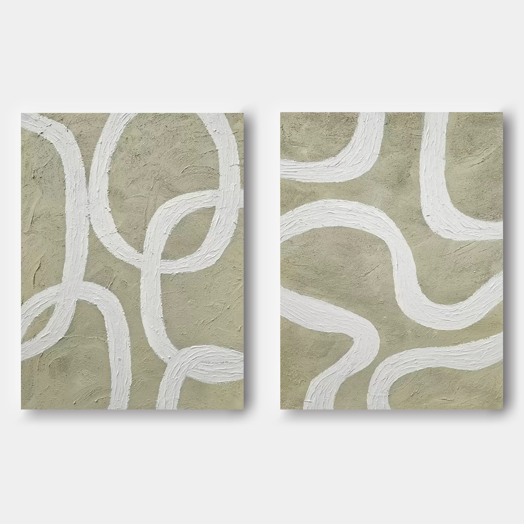 3D Brown and White Minimalist Art Canvas Set of 2 Wabi-Sabi Art Brown and White Texture Art Painting