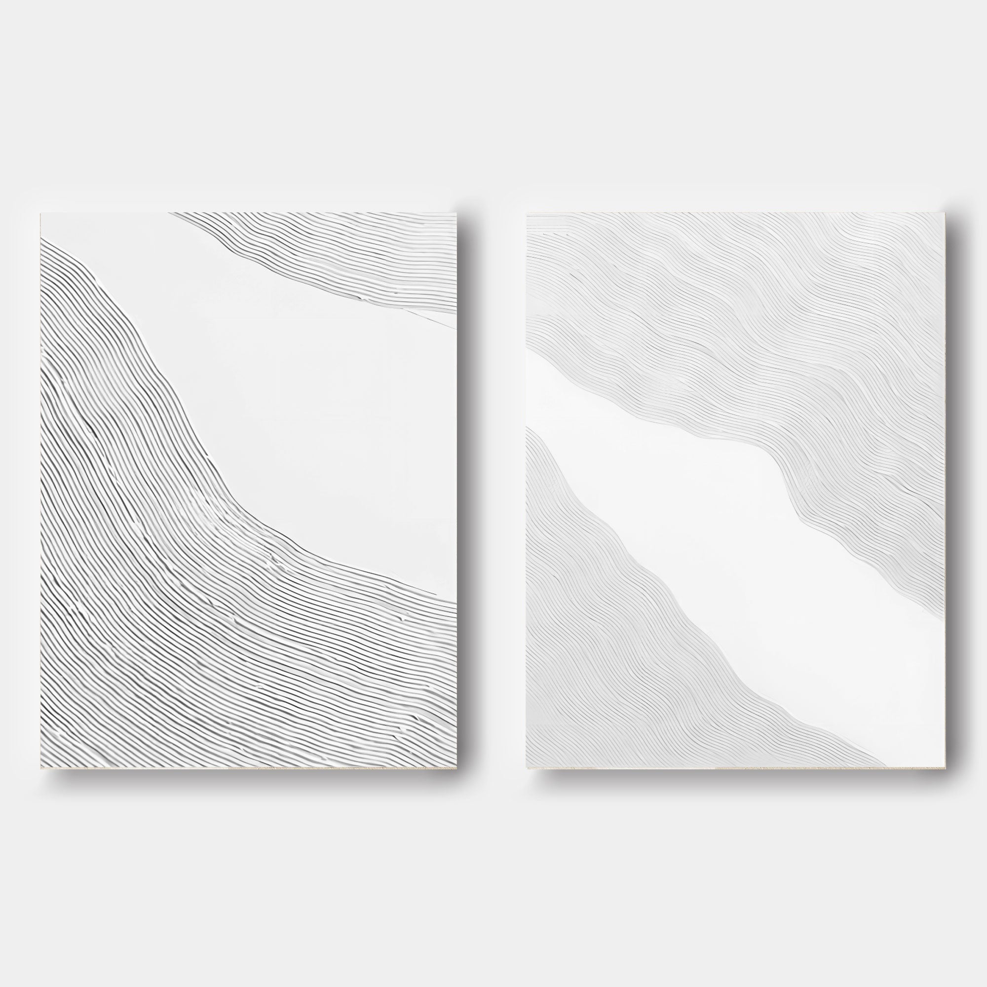 Large White 3D Abstract Art Textured Wall Art Plaster Wall Art Minimalist Canvas Painting Set of 2