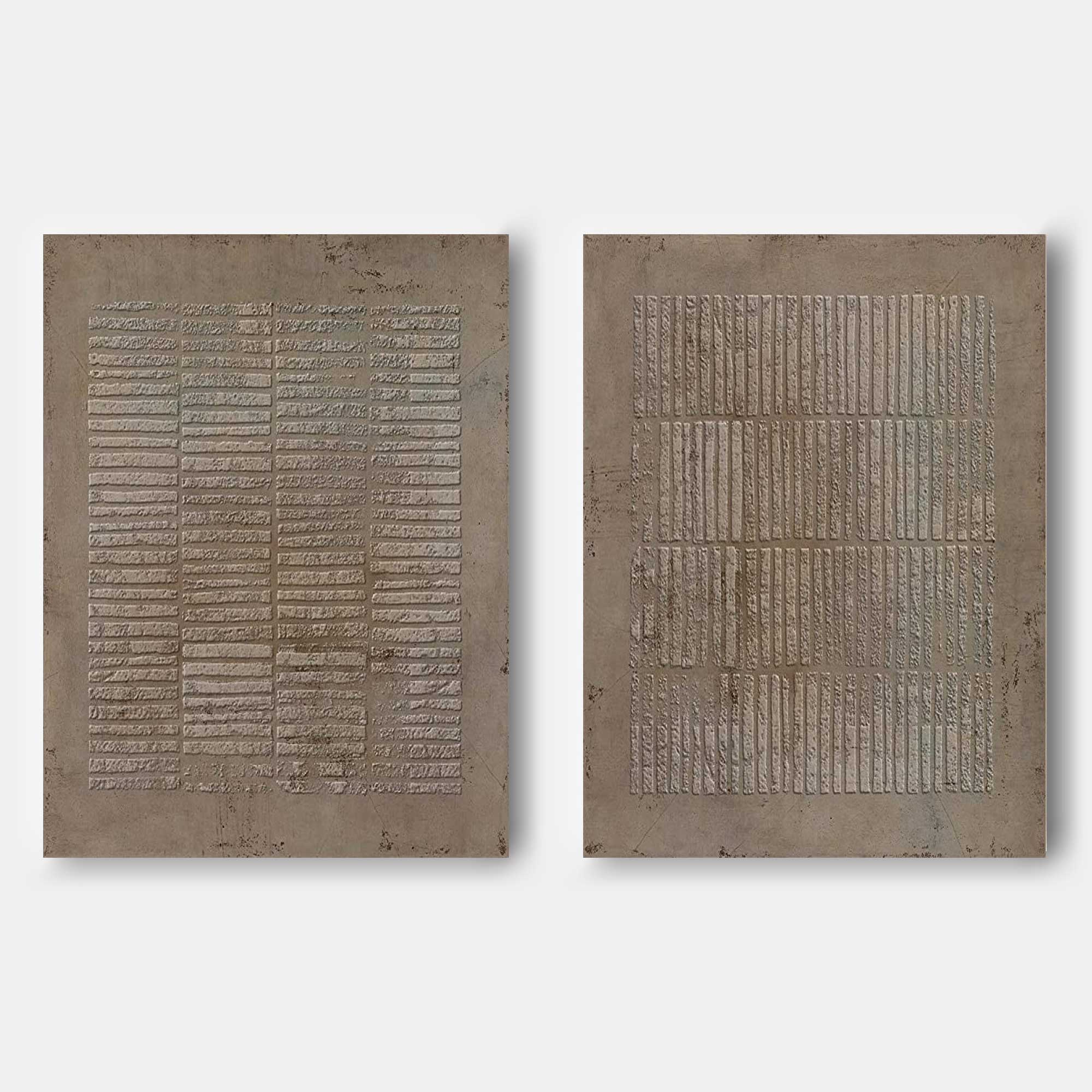 Large Brown 3D Abstract Art Wabi-Sabi Wall Art Textured Wall Art Minimalist Canvas Painting Set of 2