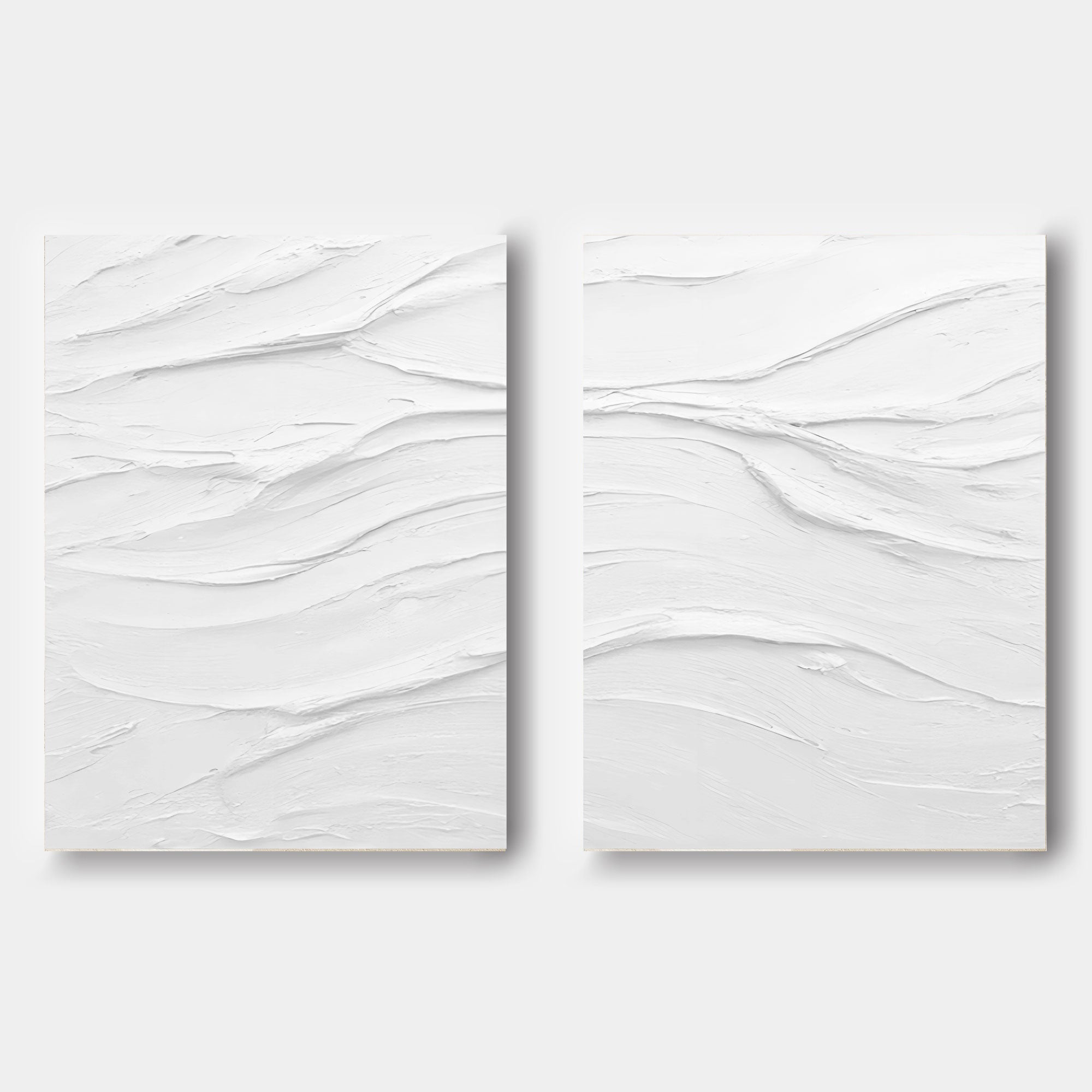 Large White 3D Abstract Art Textured Wall Art Plaster Wall Art Minimalist Canvas Paintings Set of 2