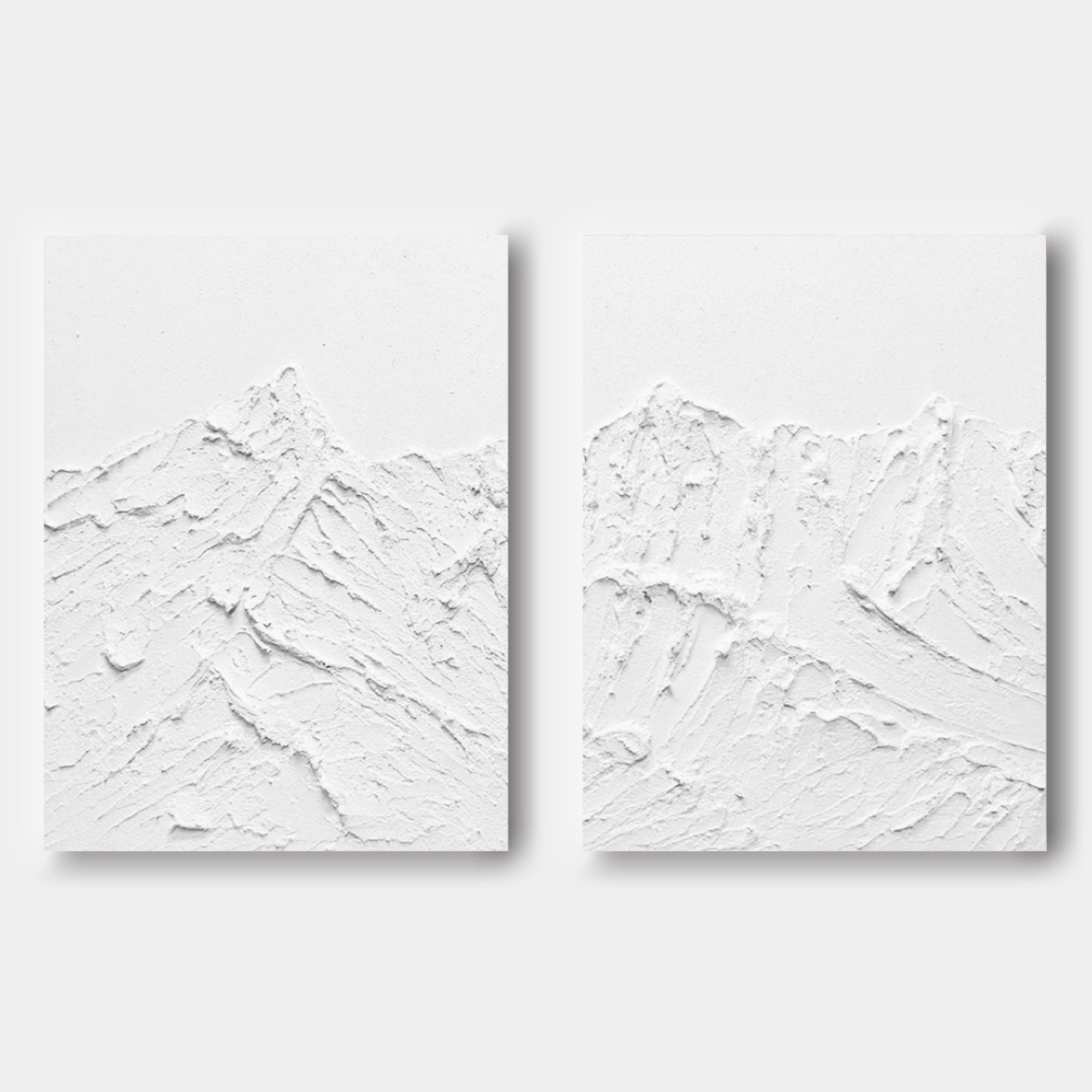 Large White 3D Abstract Art Textured Wall Art Plaster Wall Art Minimalist Canvas Painting Set of 2