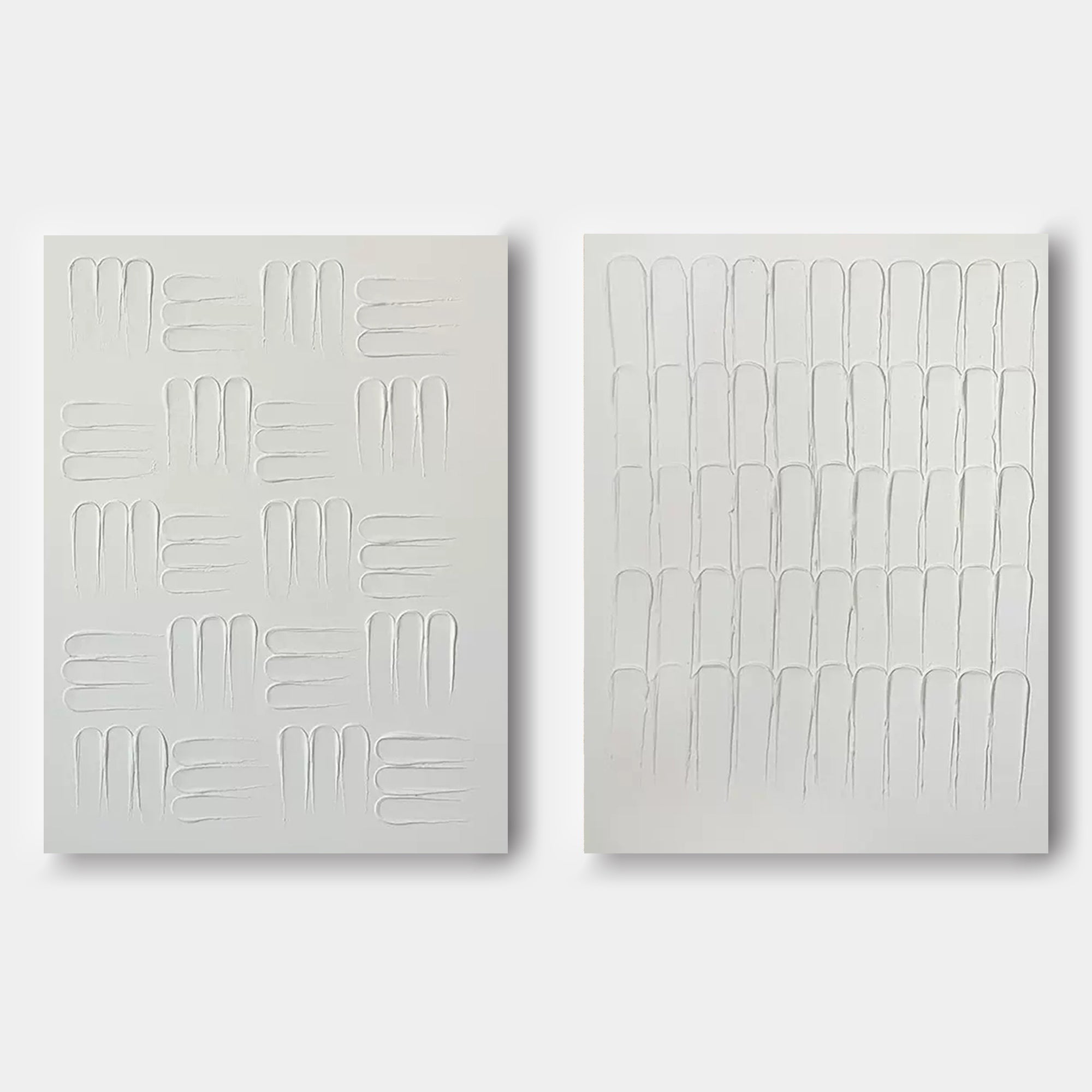 White 3D minimalist abstract painting set of 2 White plaster abstract art on canvas set of 2 textured wall art