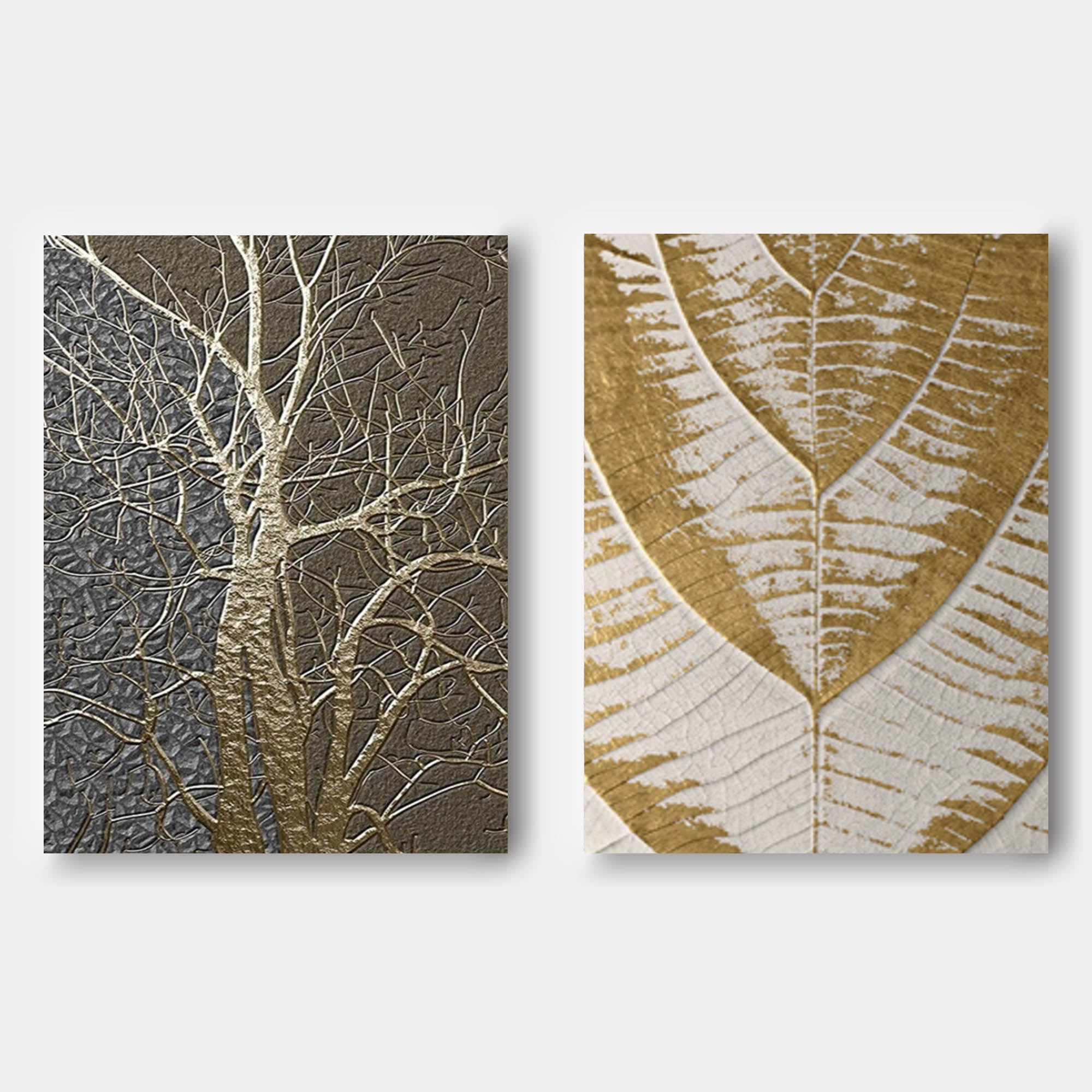 Gold 3D Texture Wall Art Set of 2 Gold Acrylic Abstract Painting Set of 2 Luxury House Decor