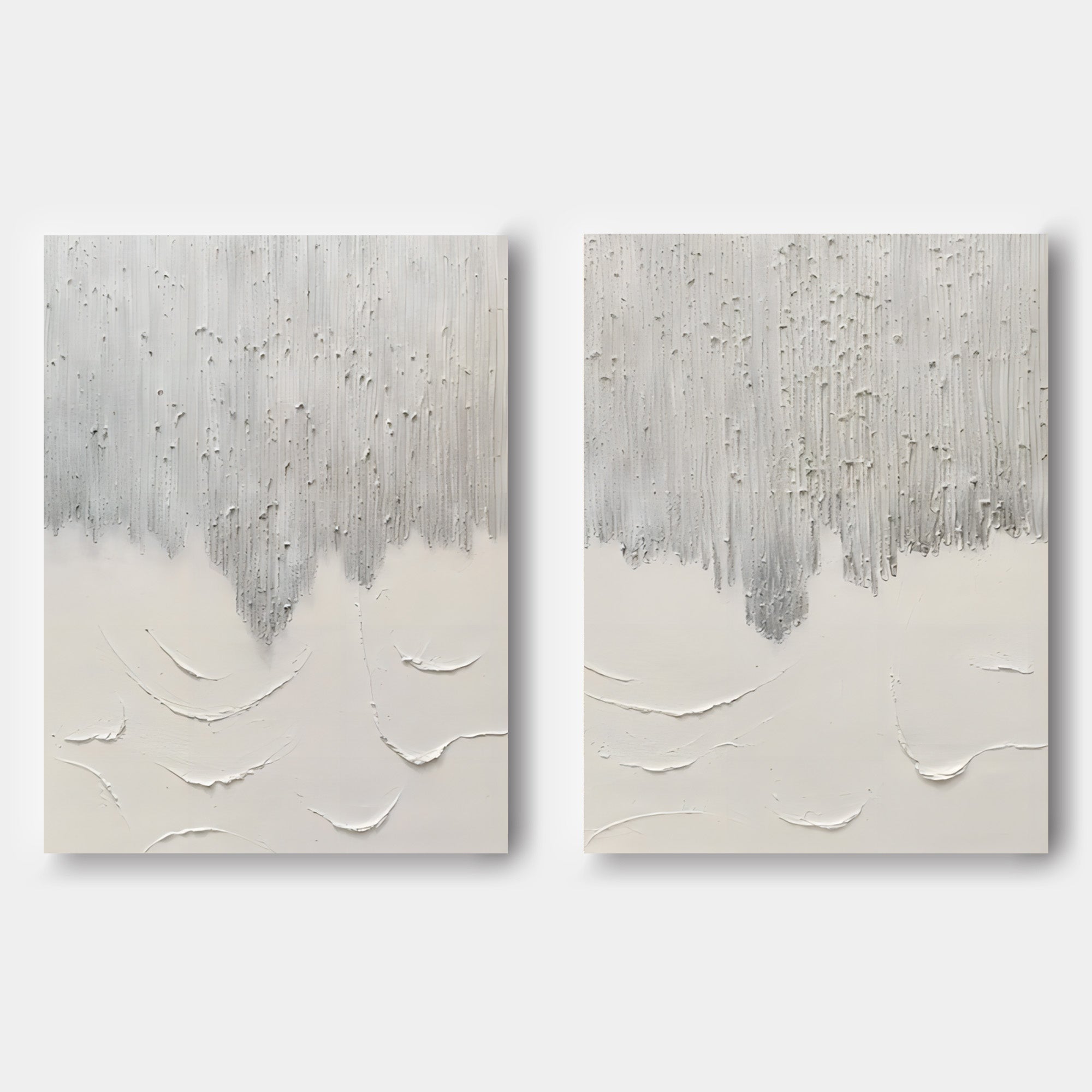 Gray 3D Minimalist Canvas Art Set of 2 Textured Wall Art Wabi-Sabi Wall Decor Paintings Set of 2