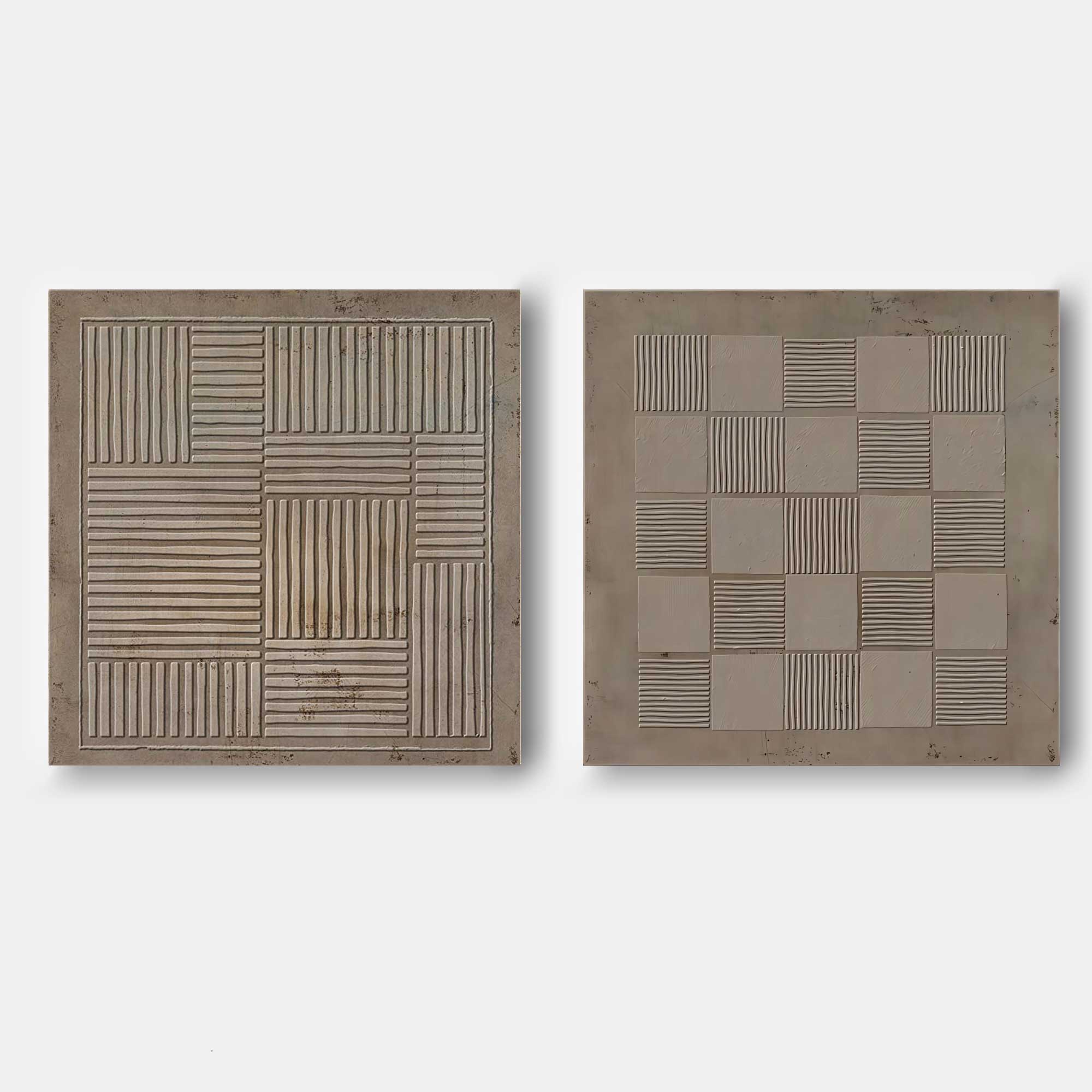 Brown 3D Wabi-Sabi Wall Art Minimalist Art Textured Wall Art Acrylic Canvas Painting Set of 2