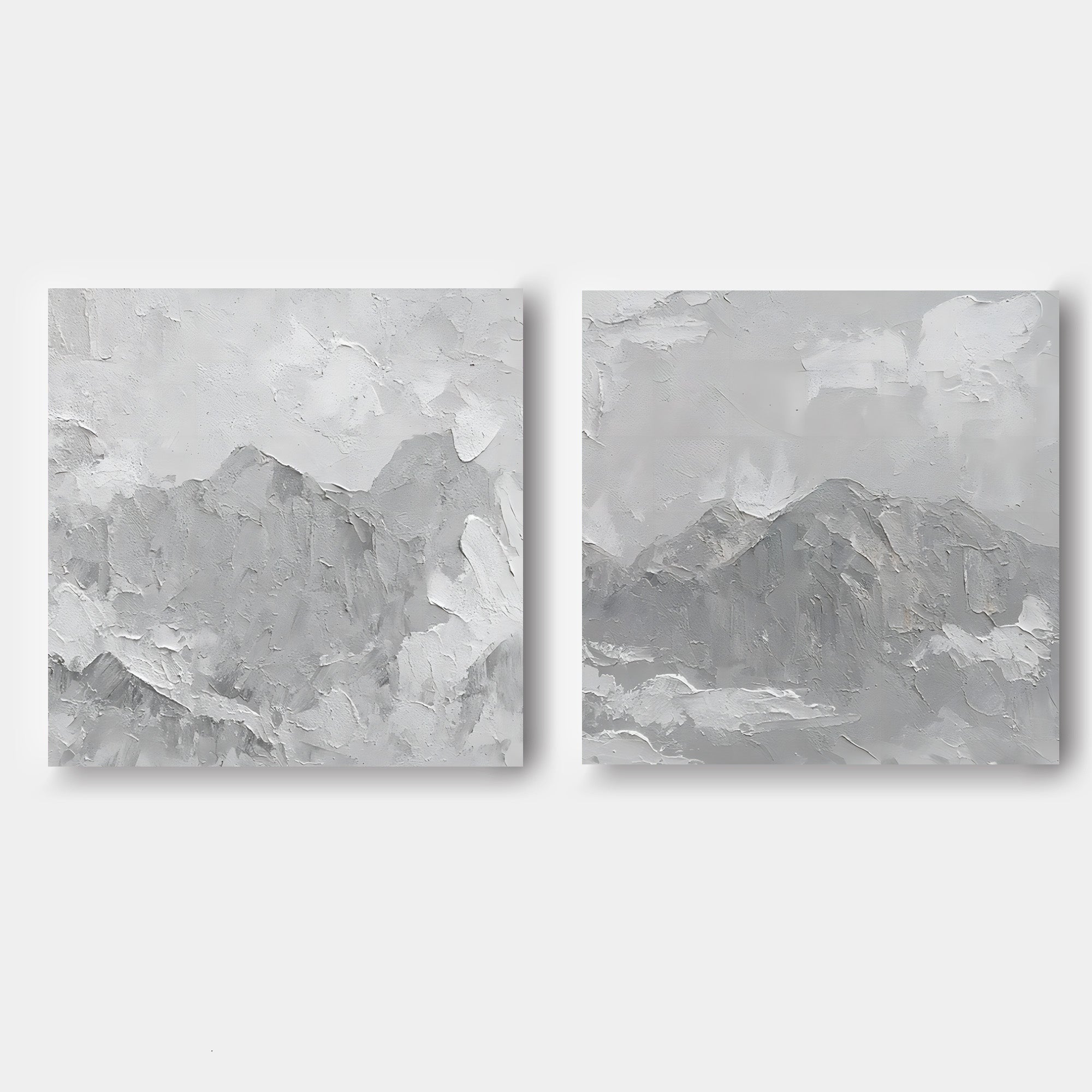 Gray minimal art on canvas Wabisabi wall decor 3D Textured wall art Gray abstract painting set of 2