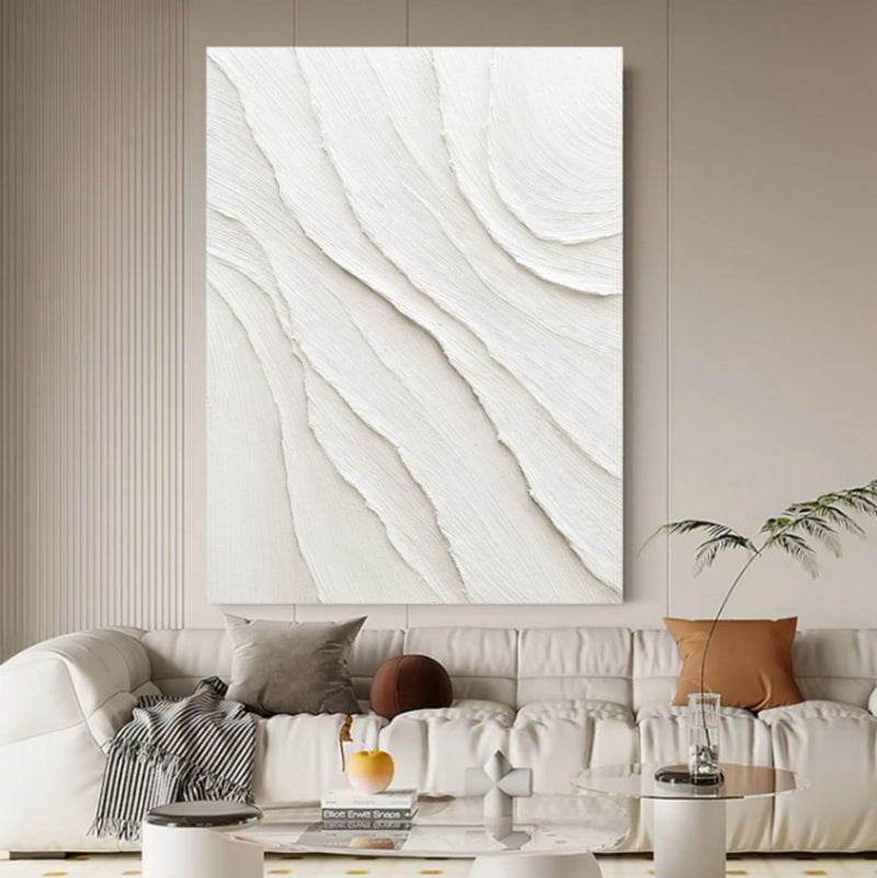White Minimalist Plaster Art Canvas Original Painting 3d Wall Art Textured  Art Home Decor Midcentury Modern Wall Art Gift 