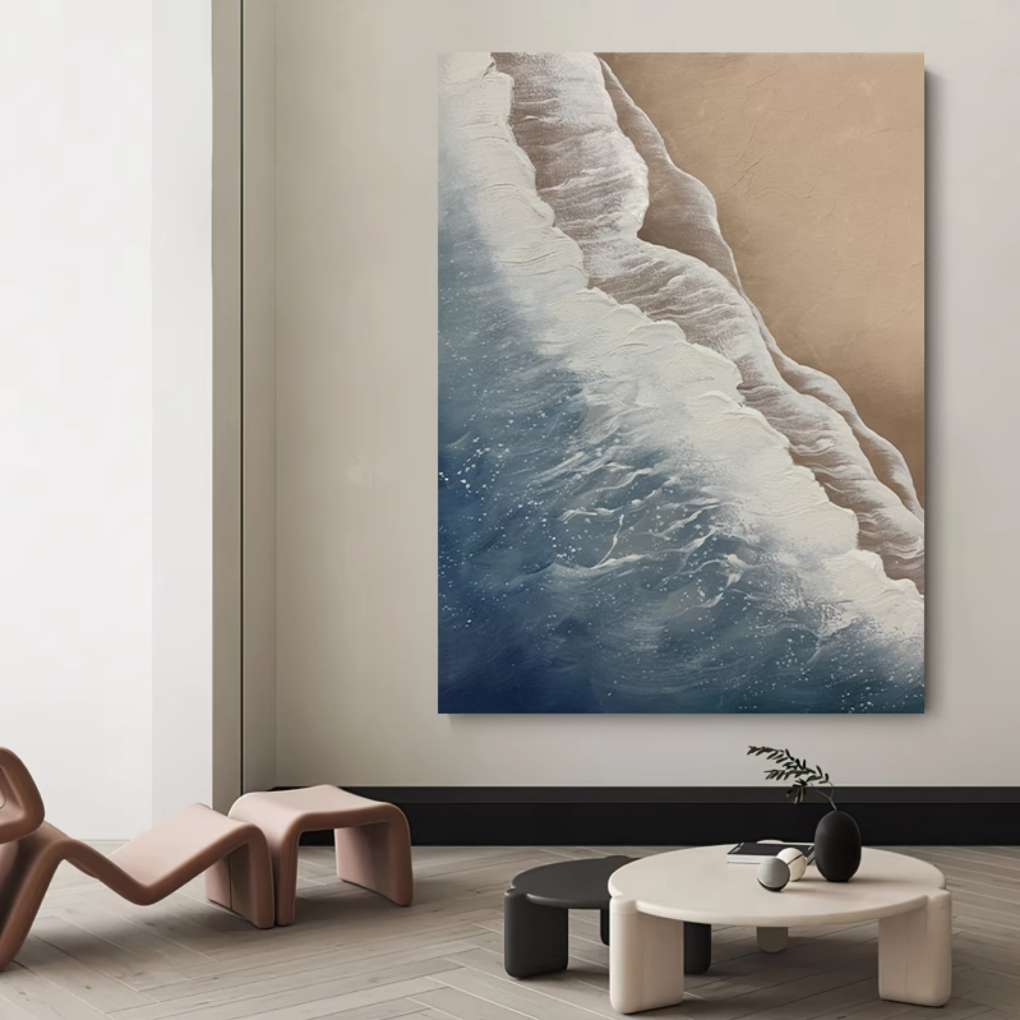 Large 3D Ocean Wave Painting Large 3D Ocean Wave Texture Wall Art 3D Plaster Art Minimalist Painting