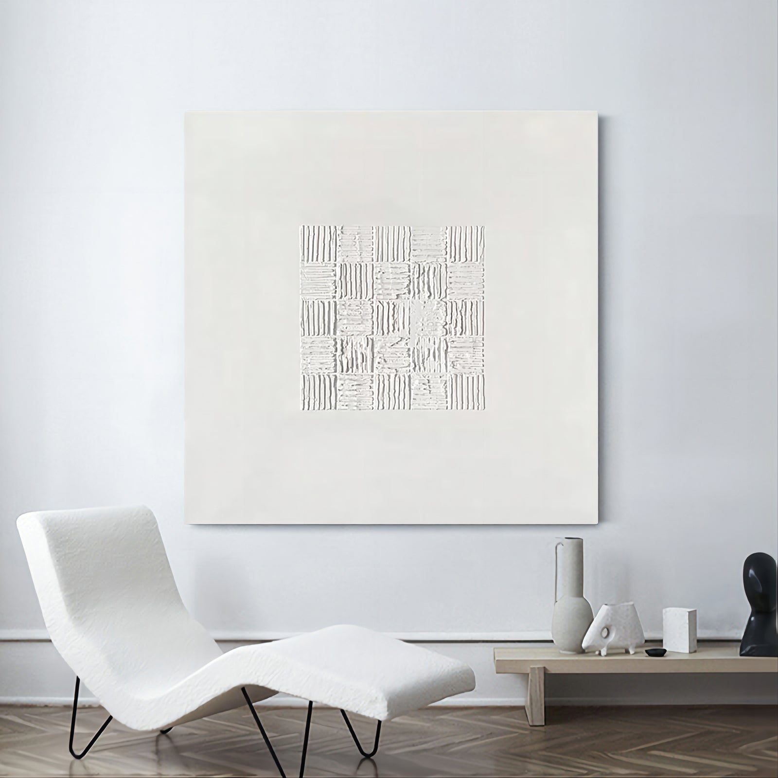 White 3D Textured Wall Art White 3D Plaster Art White Textured Acrylic Abstract Canvas Painting