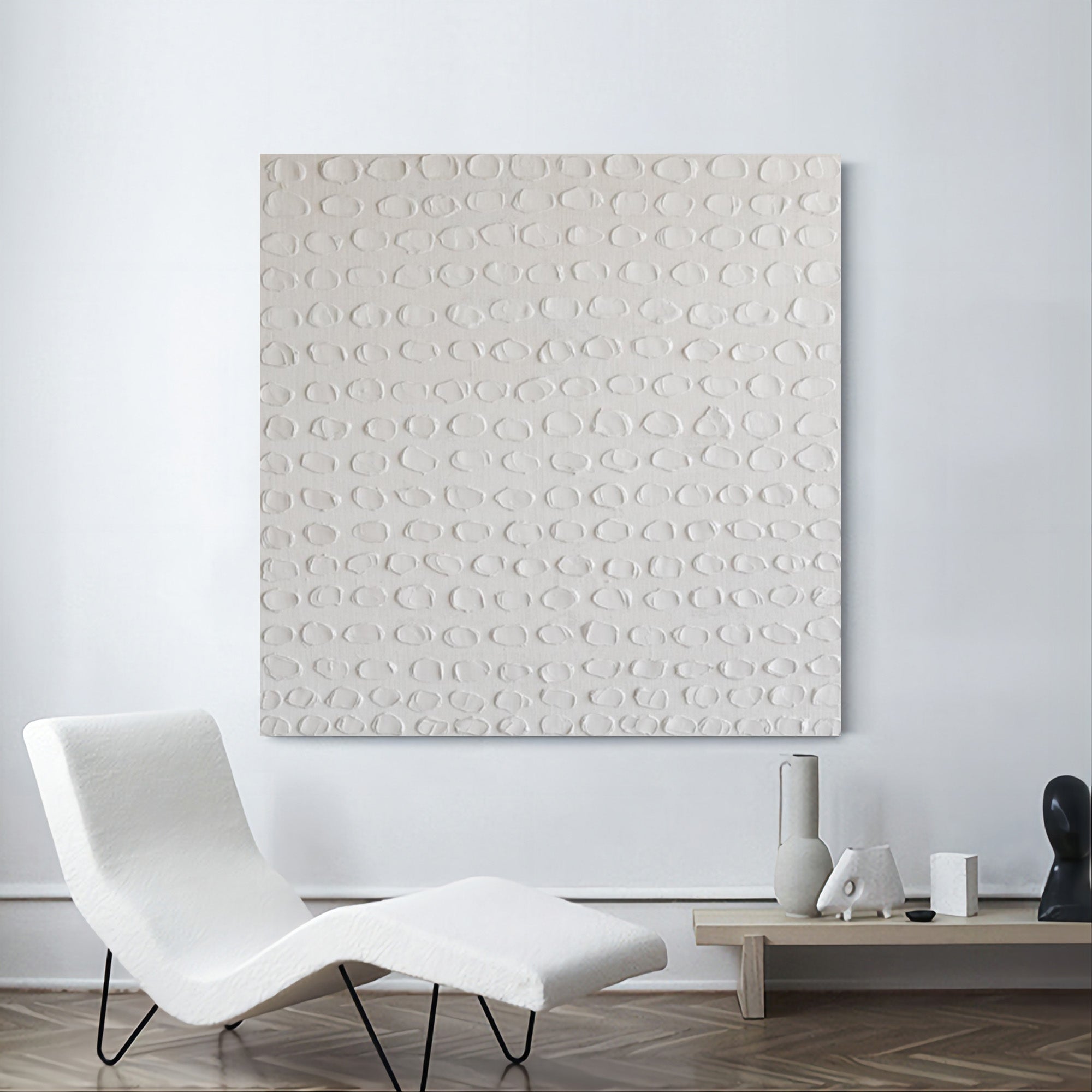 White 3D Minimalist Abstract Art White 3D Textured Abstract Painting ...