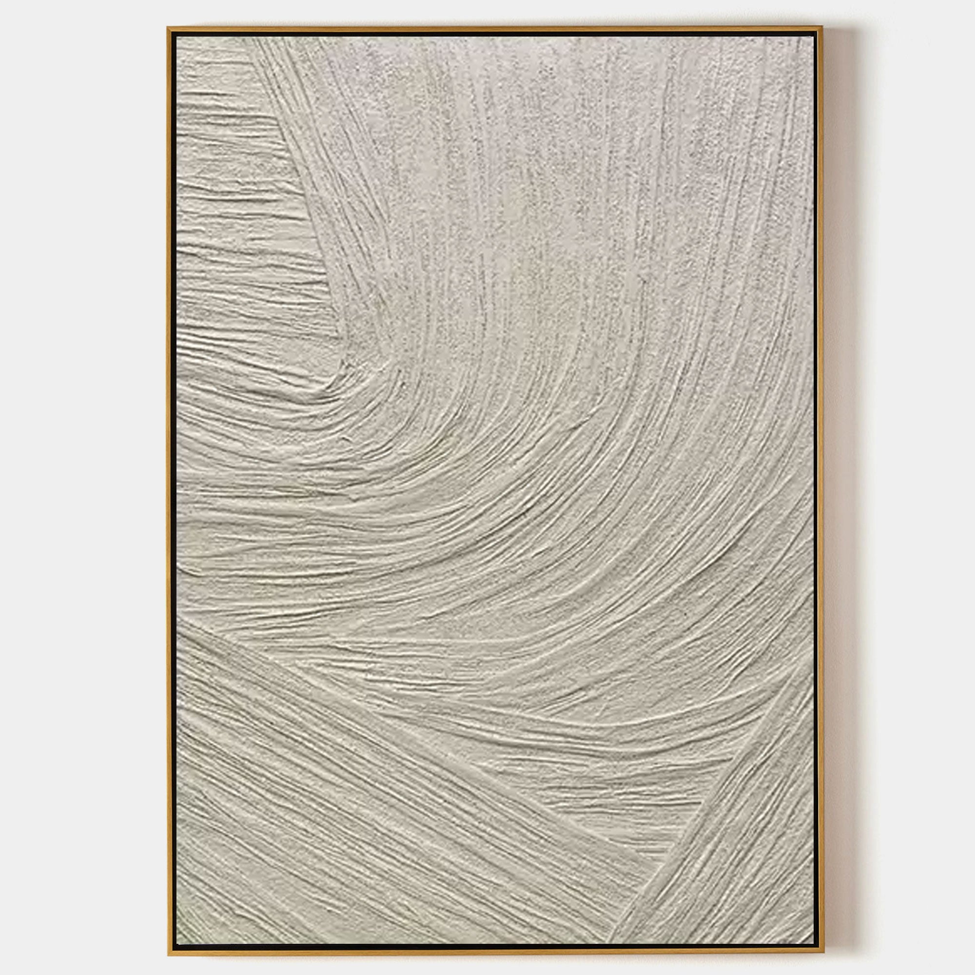 White plaster abstract art White 3D minimalist abstract painting Plaster painting on canvas 