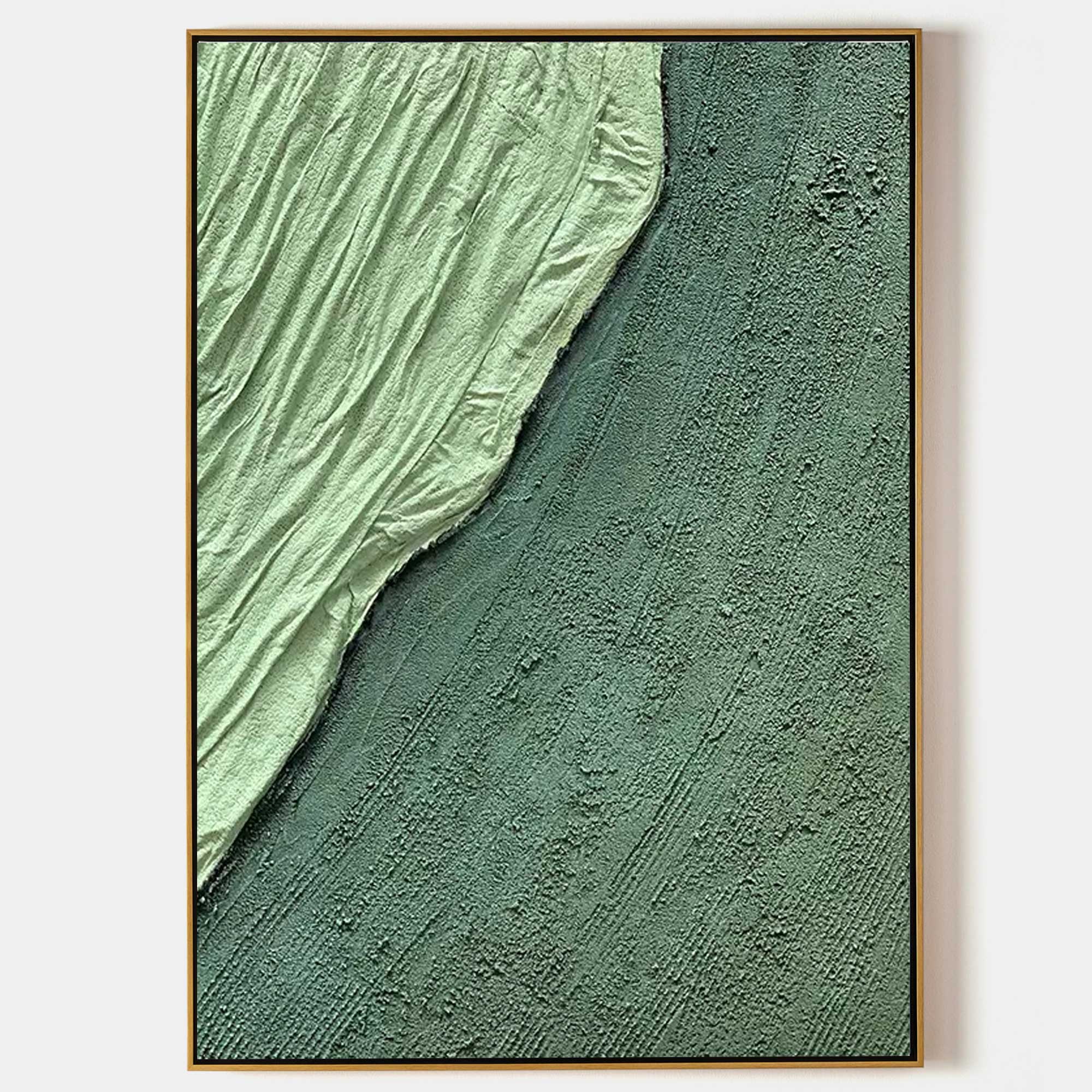 Green 3D Minimalist Abstract Painting 3D Plaster Art Green 3D Textured ...