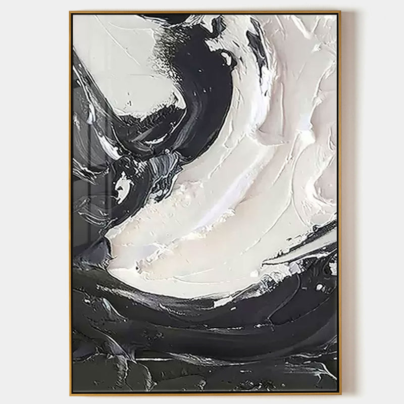 Black Textured Wall Art Black and White Abstract Art Black and White Painting  Black and White Wall Art Black and White 3D Textured Wall Art 