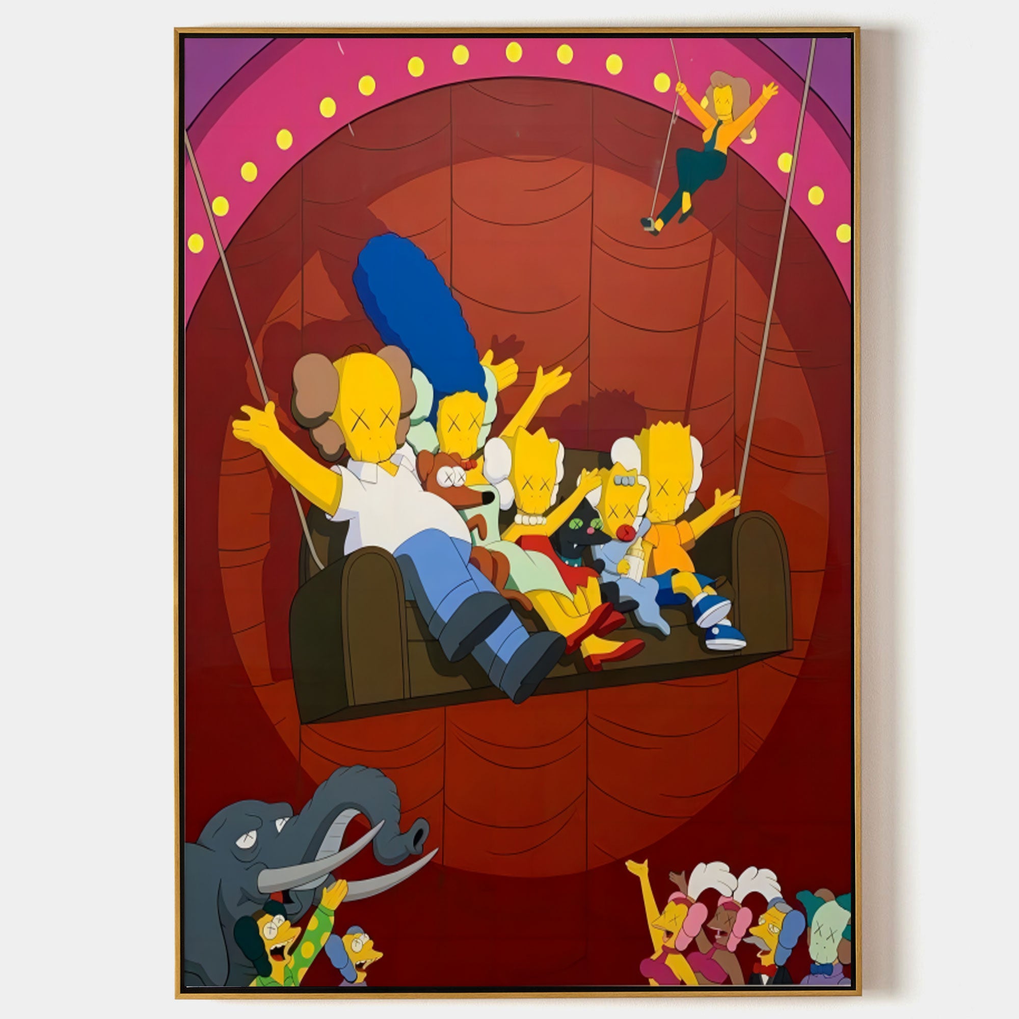 Kaws large colorful pop art Kaws large colorful pop painting Kaws pop wall art Kaws family cartoon art