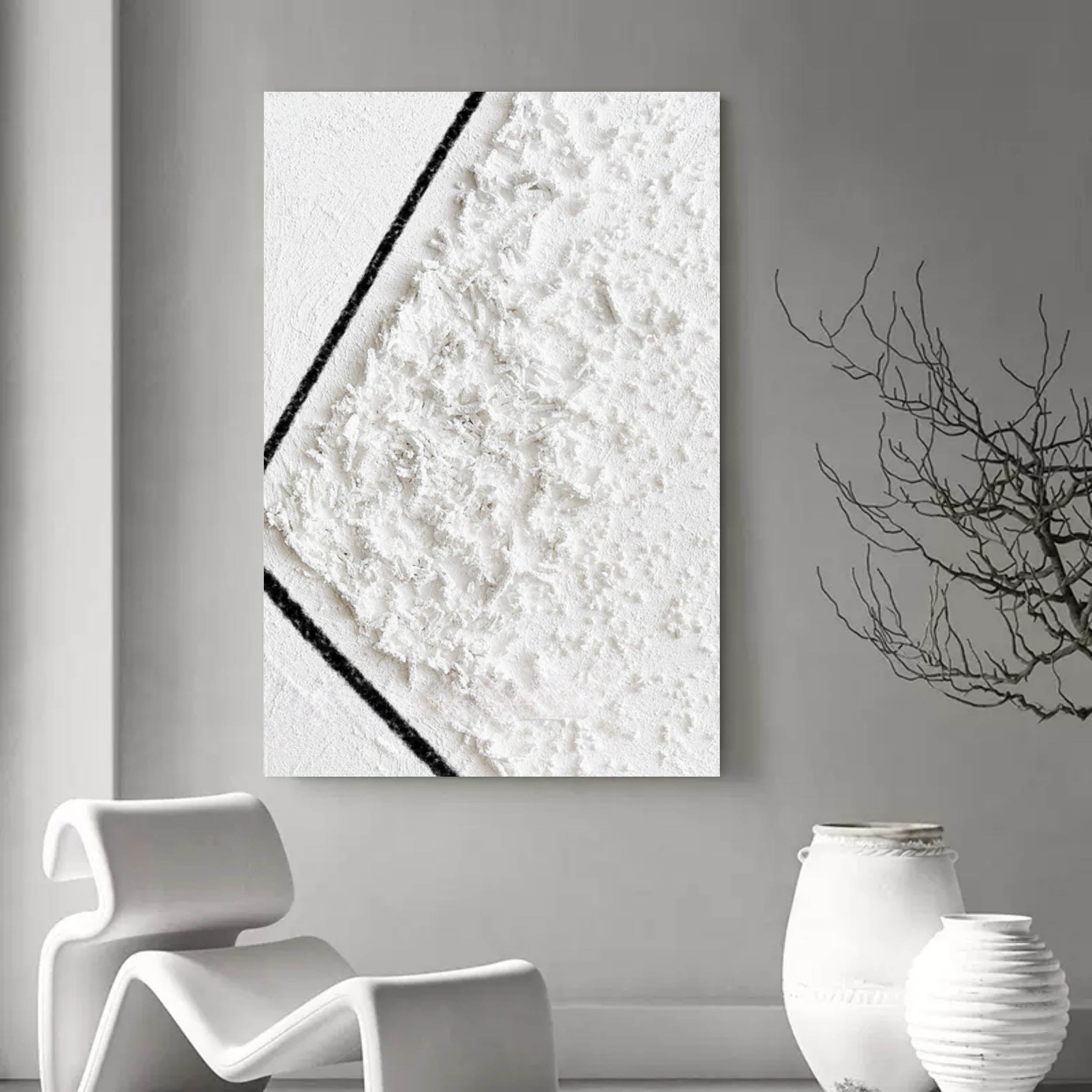 Large White 3D Abstract Art Textured Wall Art Plaster Wall Art Minimalist Art knife Painting on sale