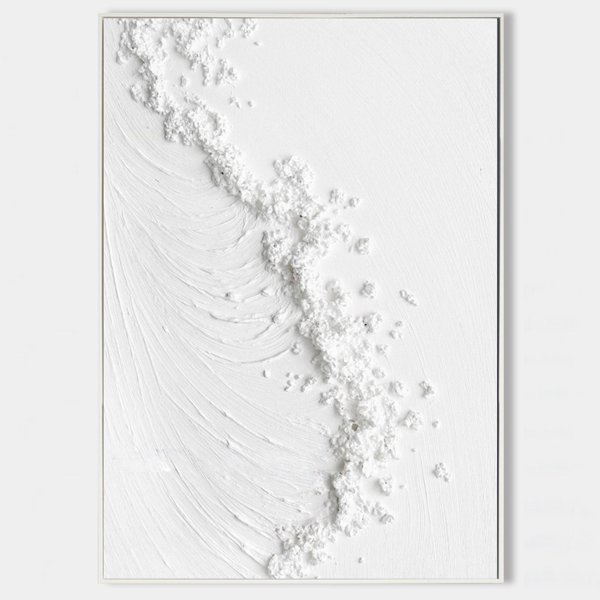 Large White 3D Abstract Art Textured Wall Art Plaster Wall Art Minimalist Art knife Painting on sale