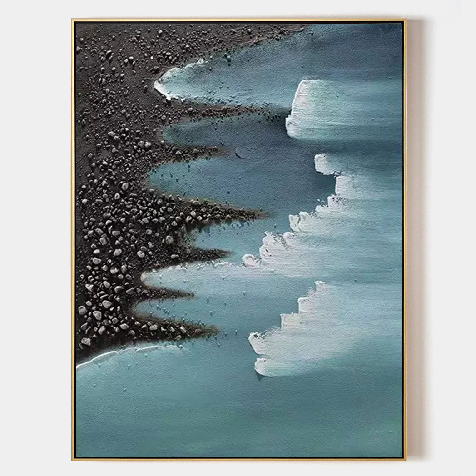 Large Ocean Wave Beach 3D Texture Acrylic Canvas Painting Large Ocean Wave Beach Texture Wall Art