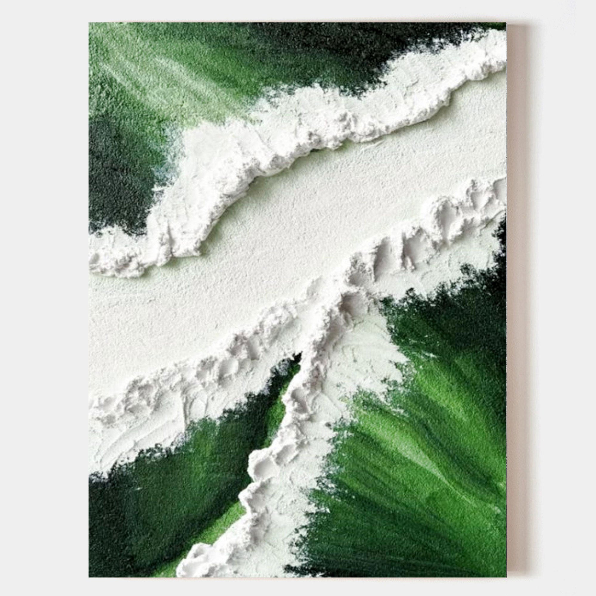 Large Green 3D Abstract Art Plaster Wall Art On Canvas Textured Wall Art Green Wall Decor Hanging